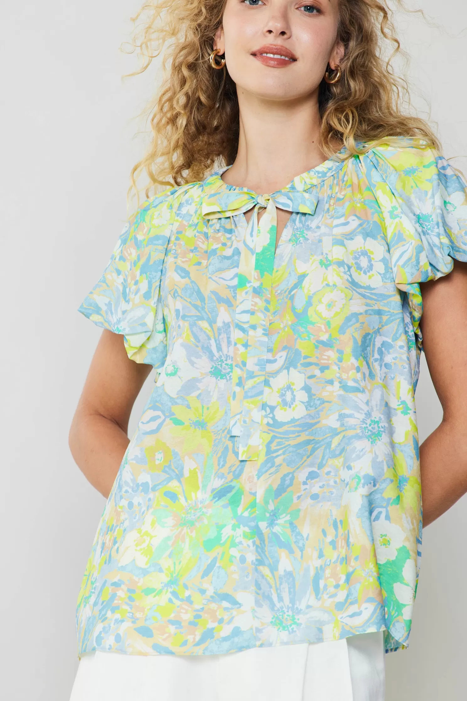 Sale Abstract Floral Print Top Blouses | Short Sleeve Tops