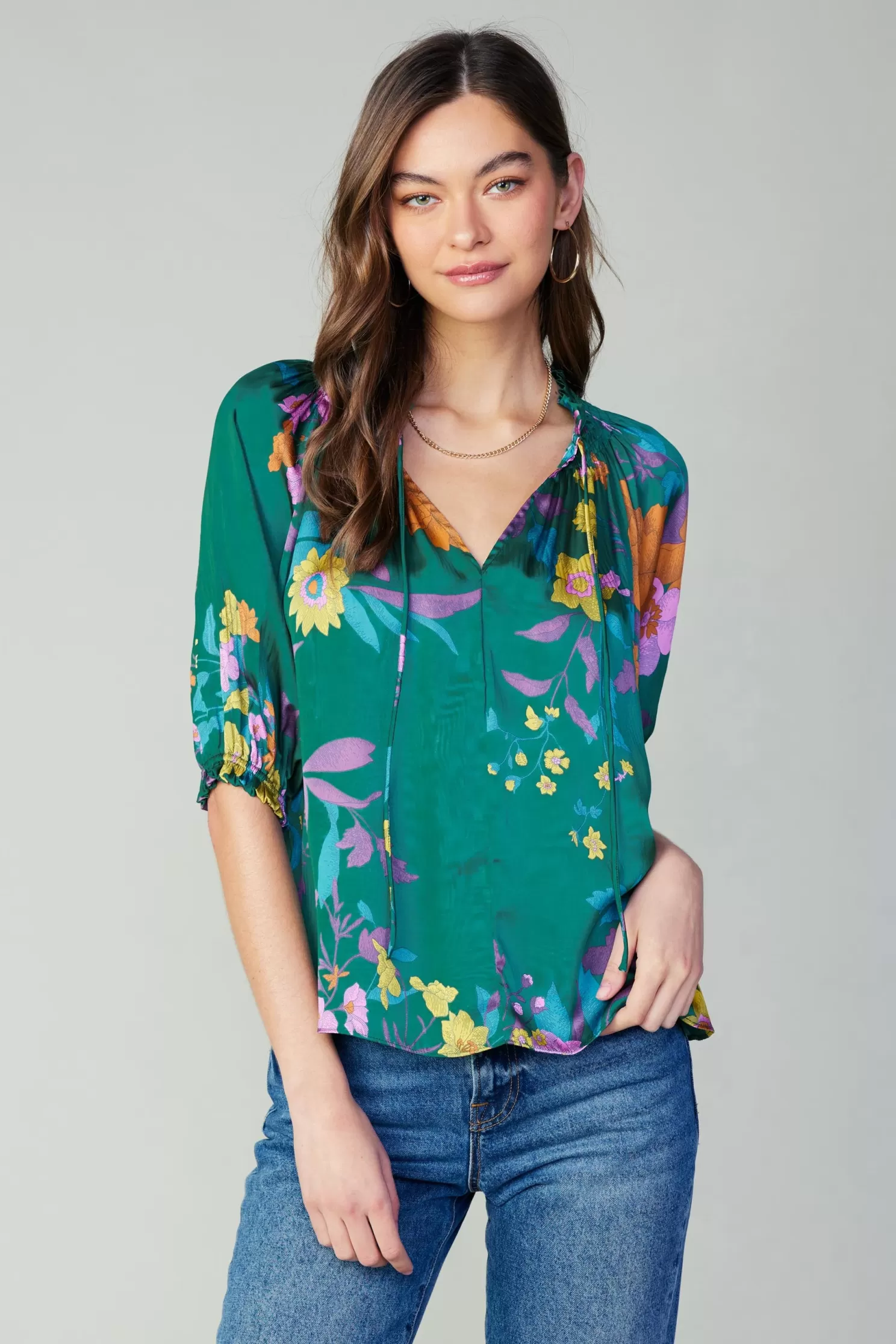 Best Sale Angelica Floral Pleated Blouse Blouses | Long Sleeve Tops