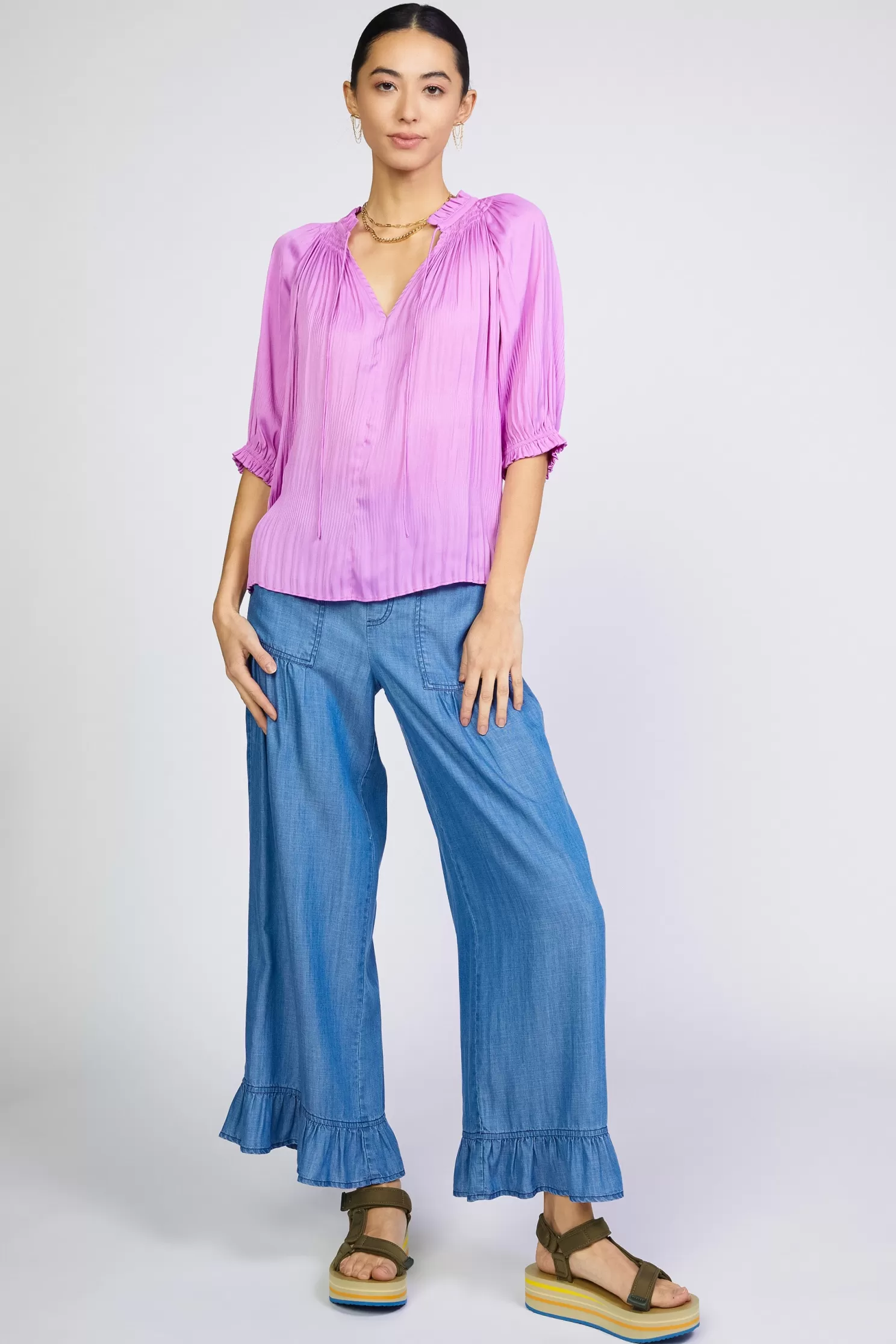 Online Angelica Pleated Blouse Blouses | Long Sleeve Tops