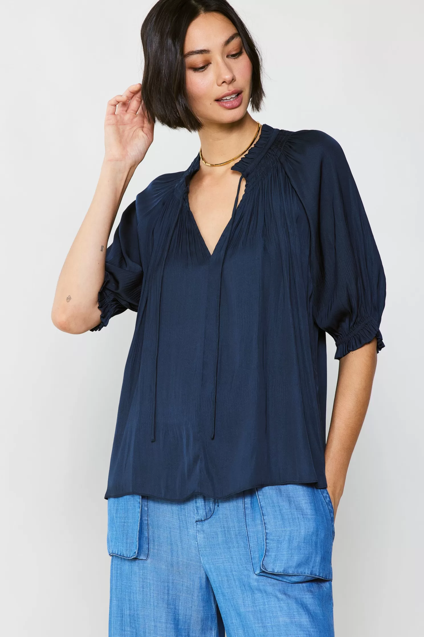 Store Angelica Pleated Blouse Blouses