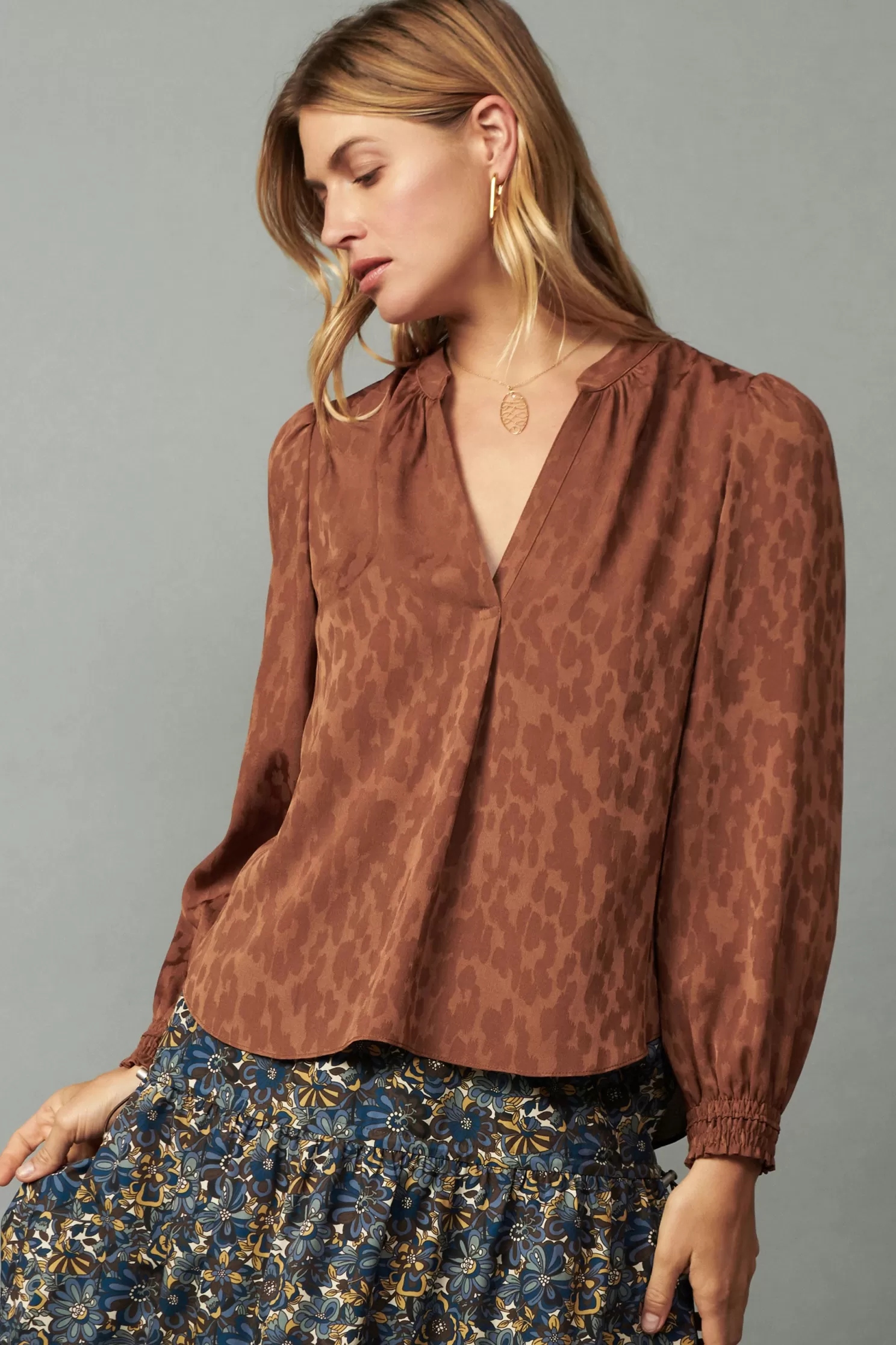 Cheap Autumn Split Neck Blouse Blouses | Long Sleeve Tops