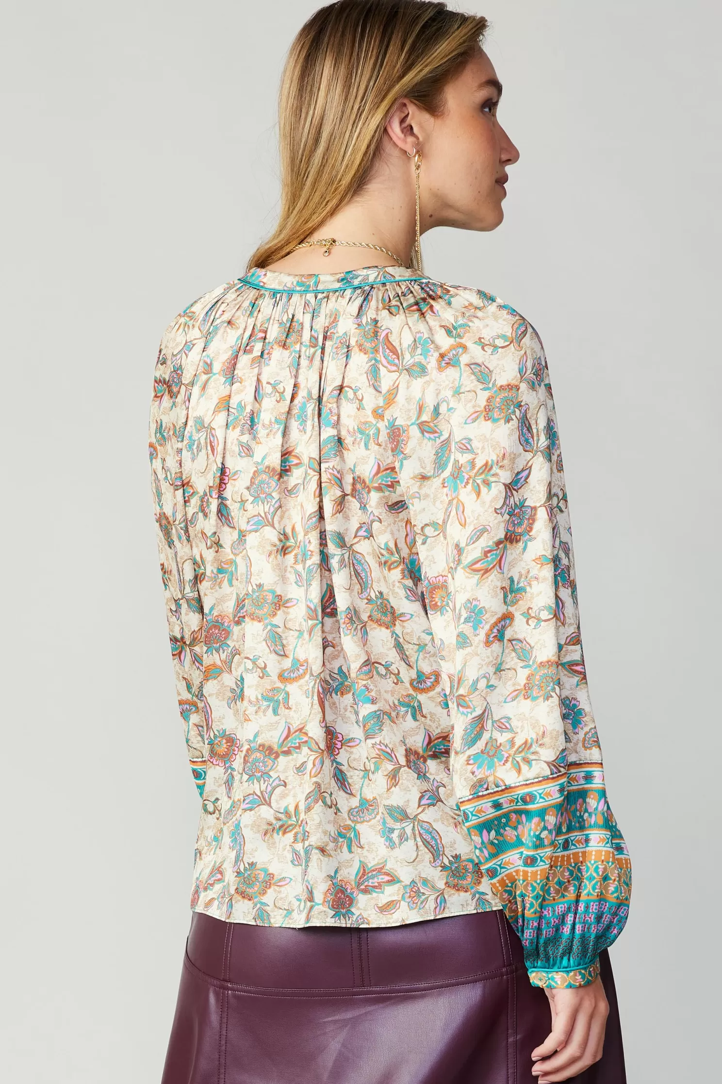 Cheap Autumnal Border Print Blouse Blouses | Long Sleeve Tops