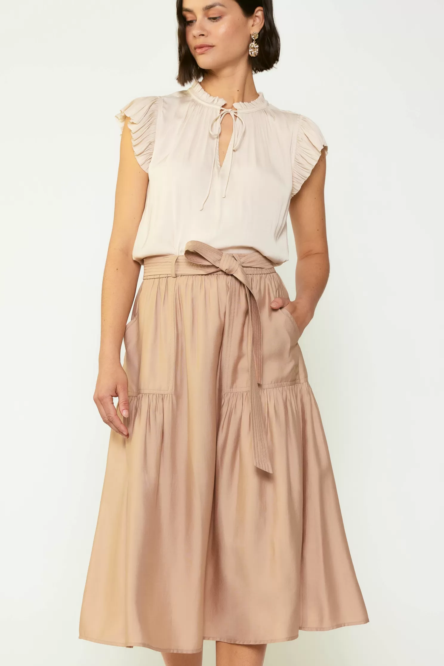 Shop Belted Midi Skirt BOTTOMS | Skirts