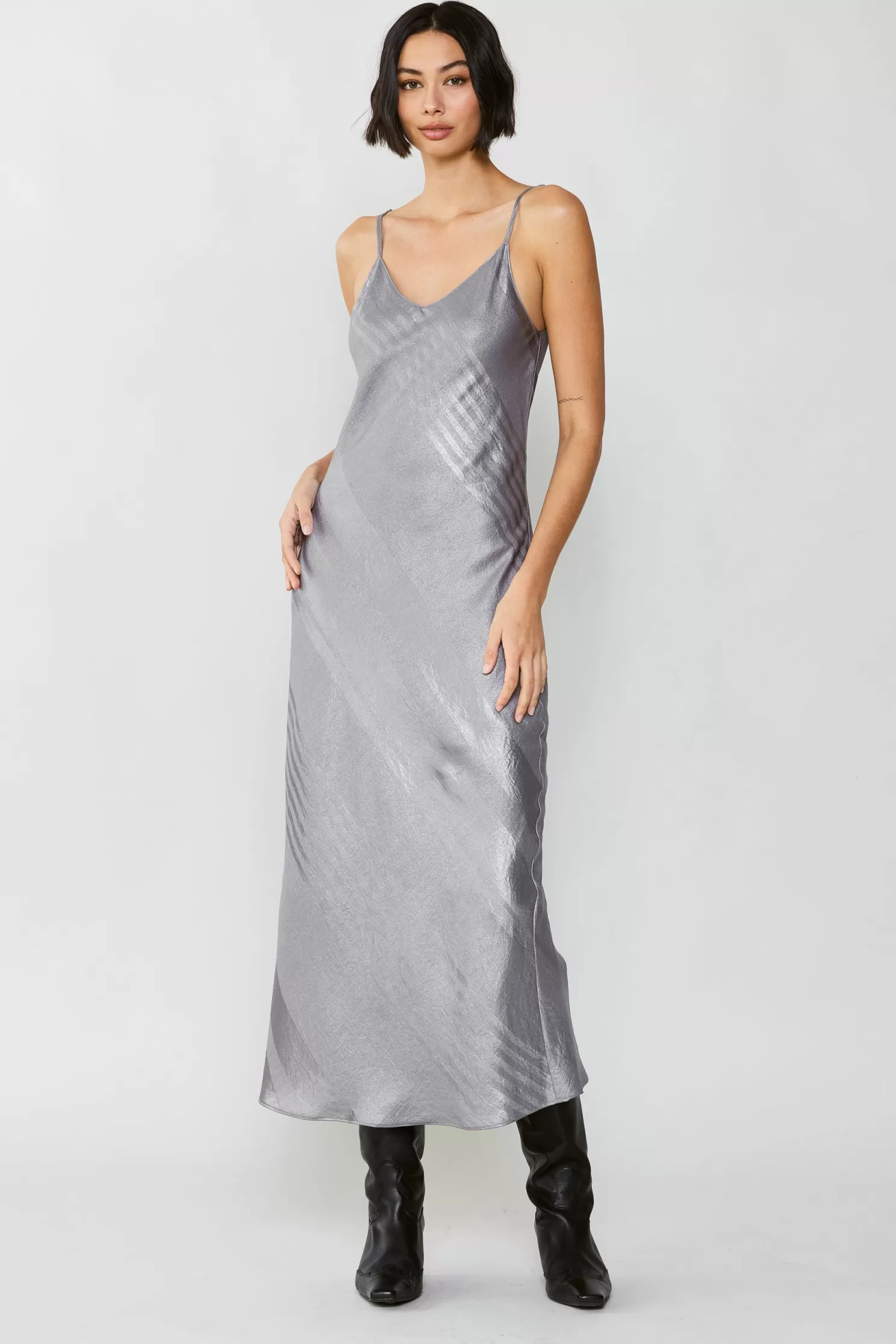 Store Bias Cami Metallic Dress Maxi Dresses