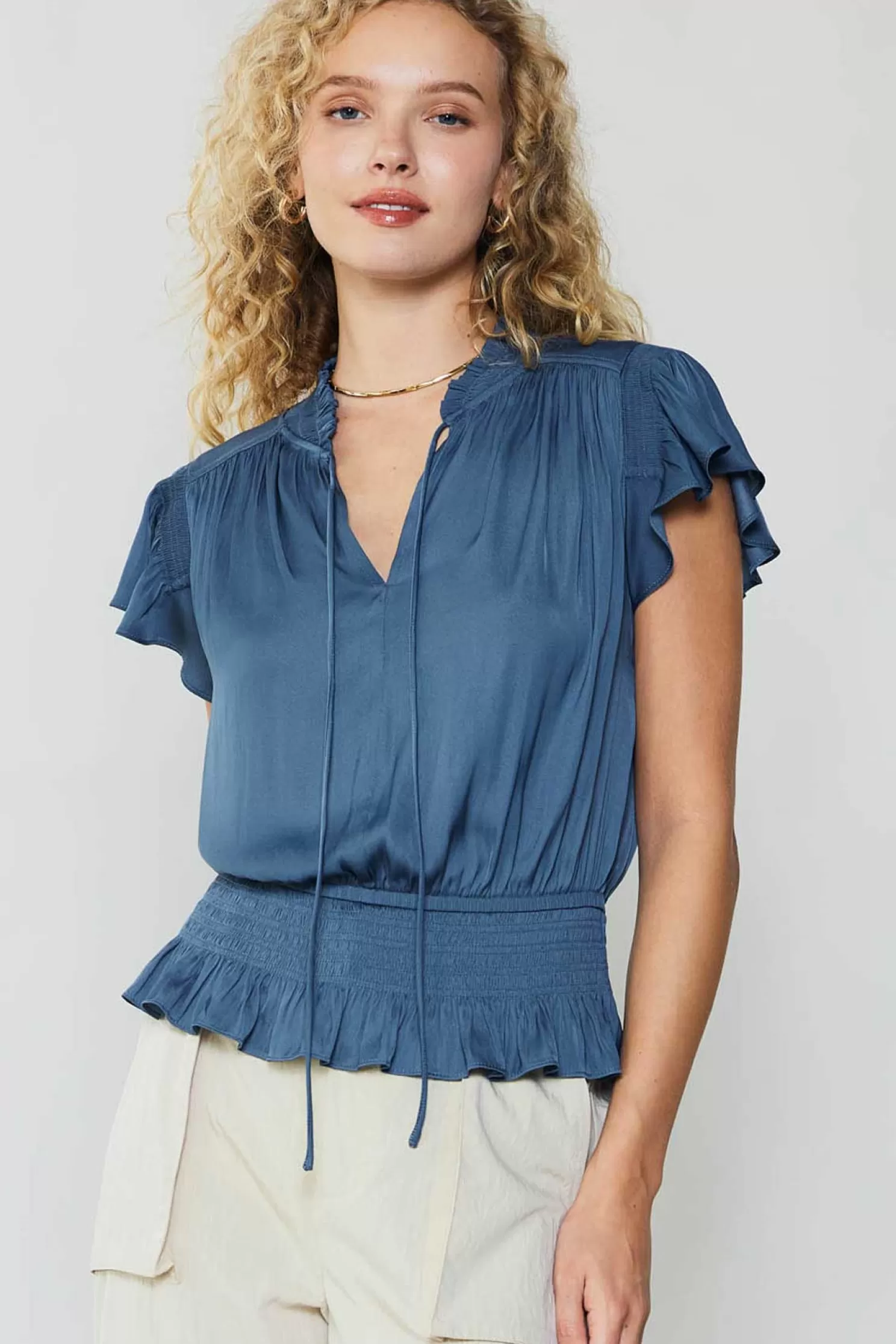 Cheap Blair Smocked Top Blouses | Short Sleeve Tops