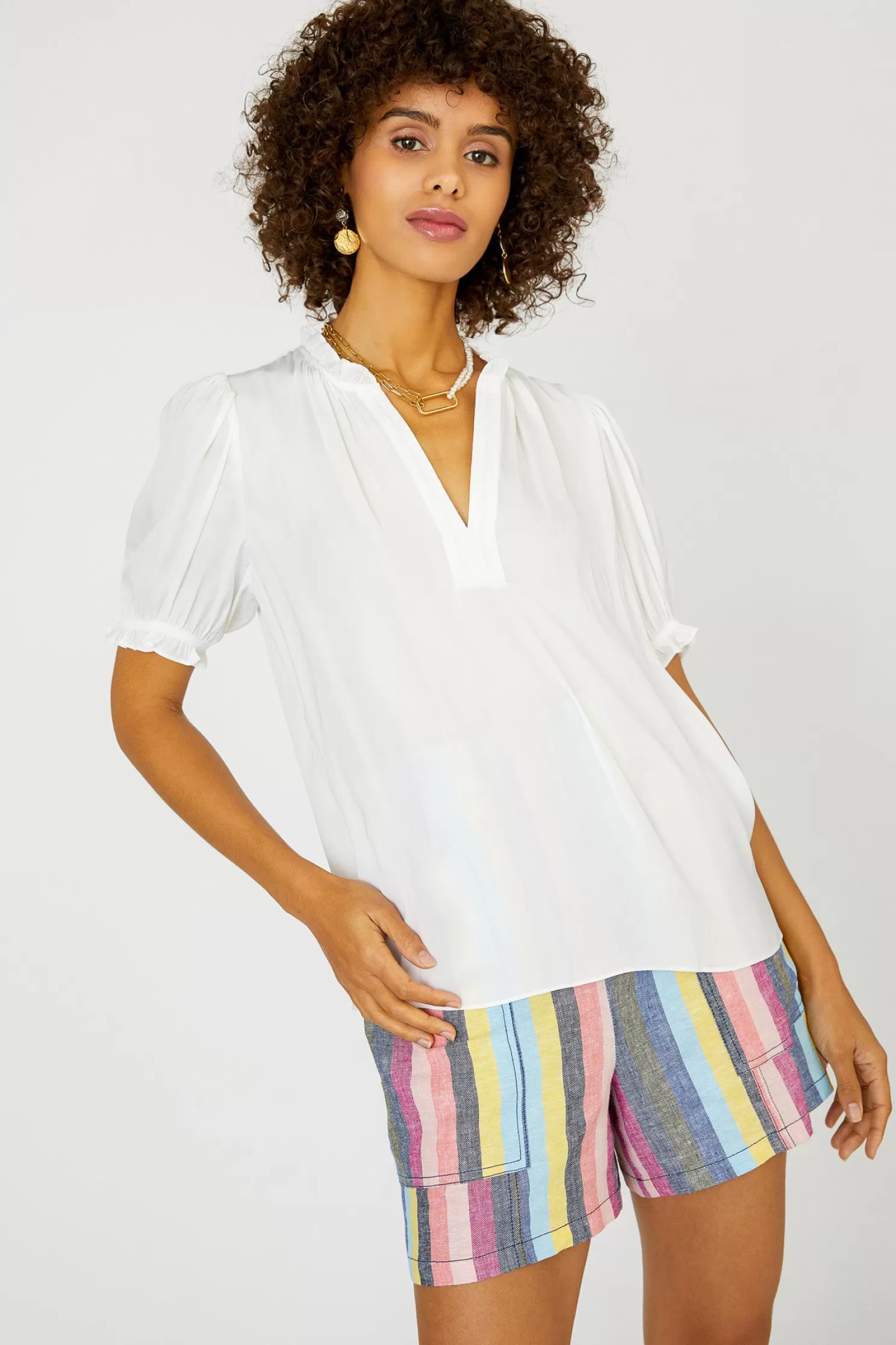 Cheap Camelia Ruffled Blouse Blouses | Short Sleeve Tops