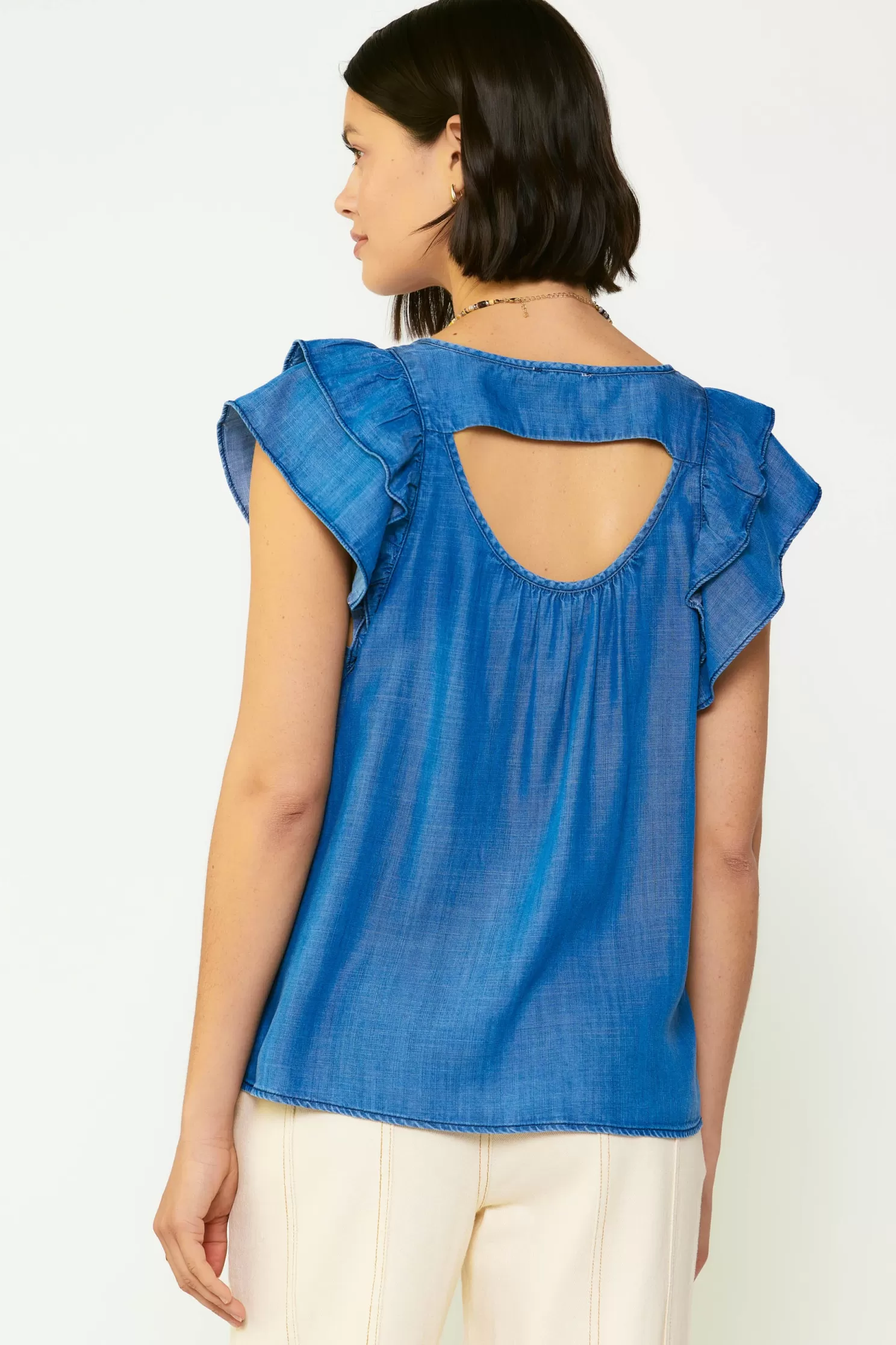 Online Back Cutout Top Blouses | Short Sleeve Tops