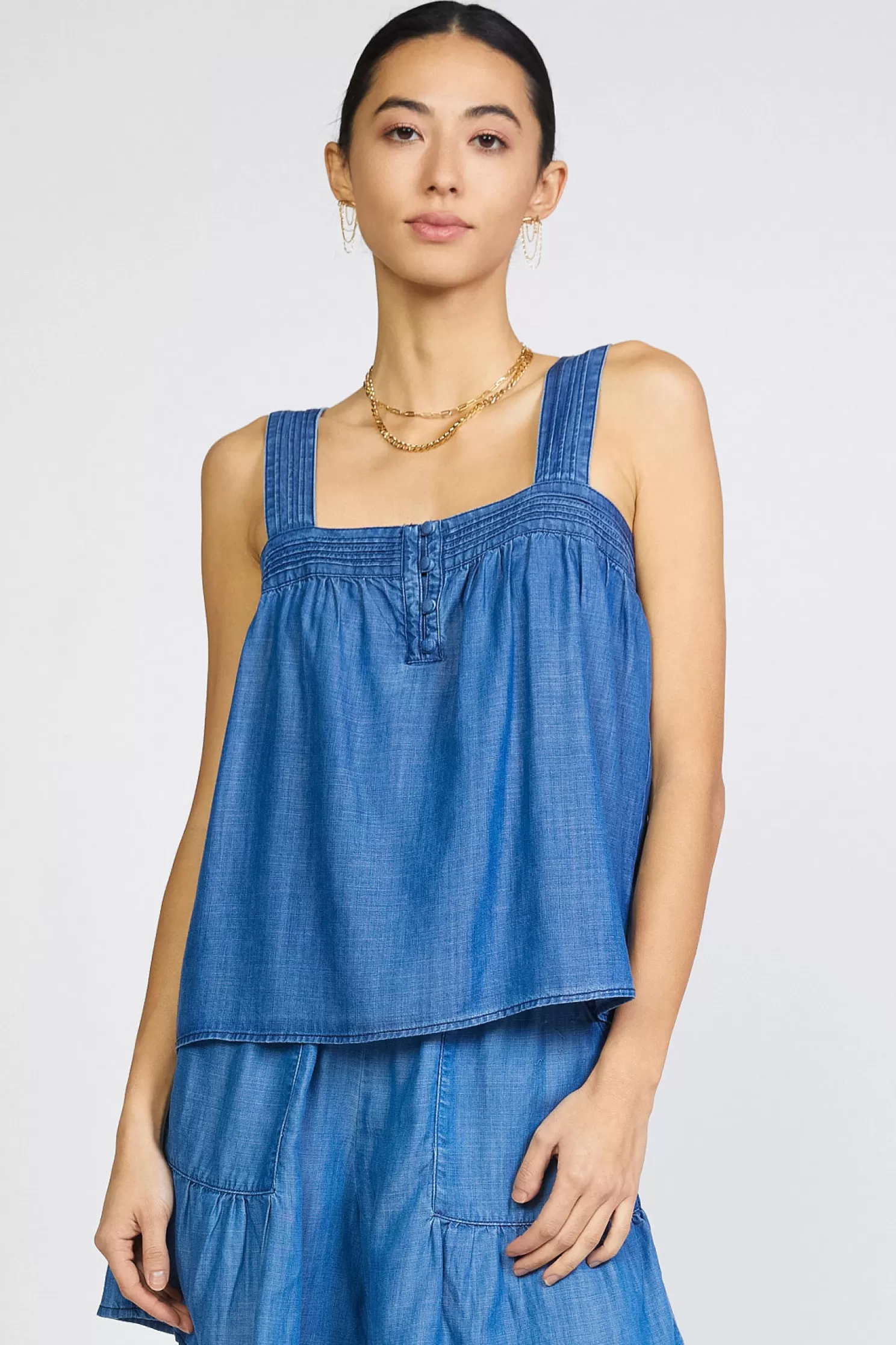 New Pintuck Strap Top Blouses | Sleeveless Tops