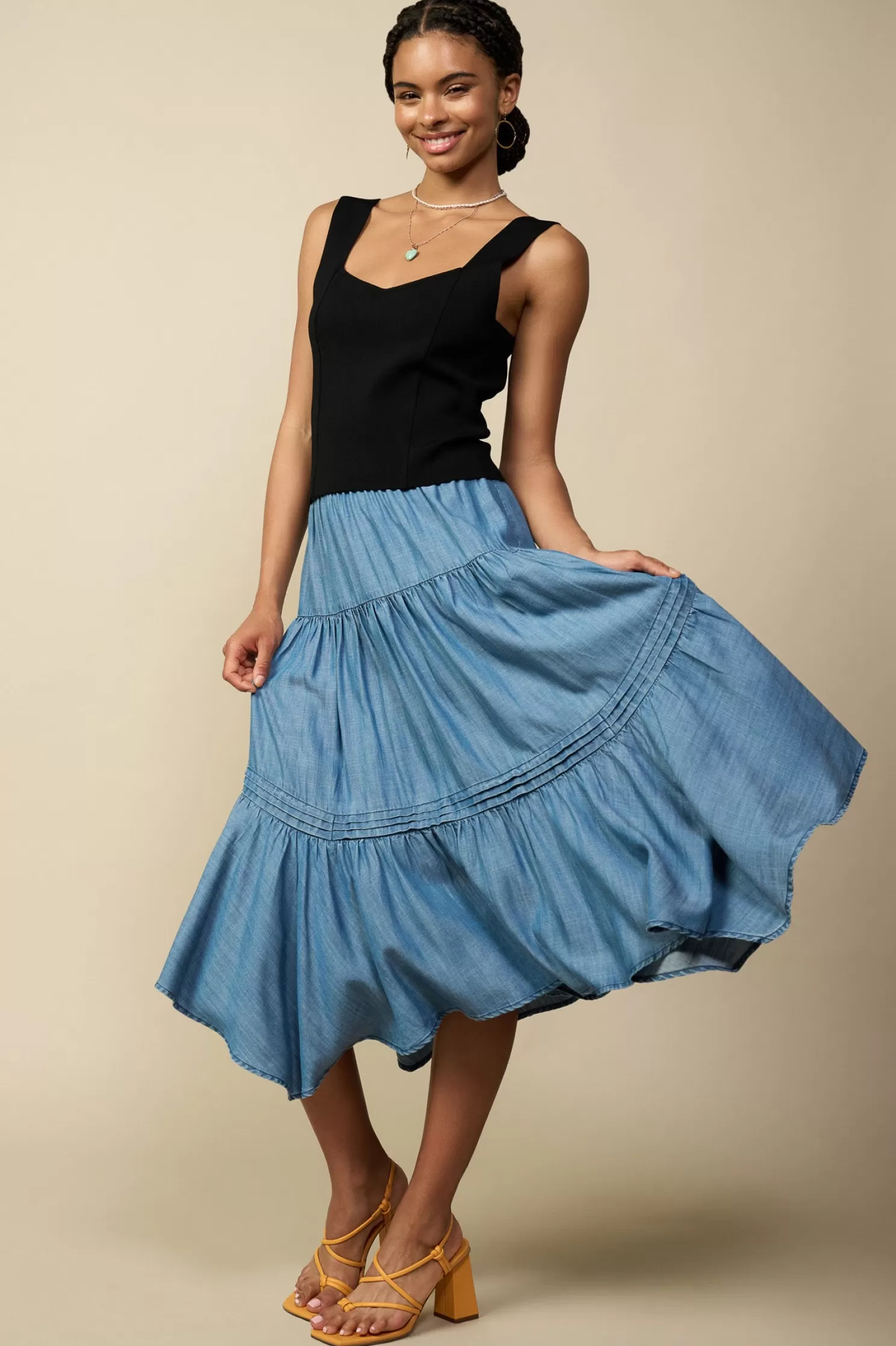 New Tiered Midi Skirt BOTTOMS | Skirts