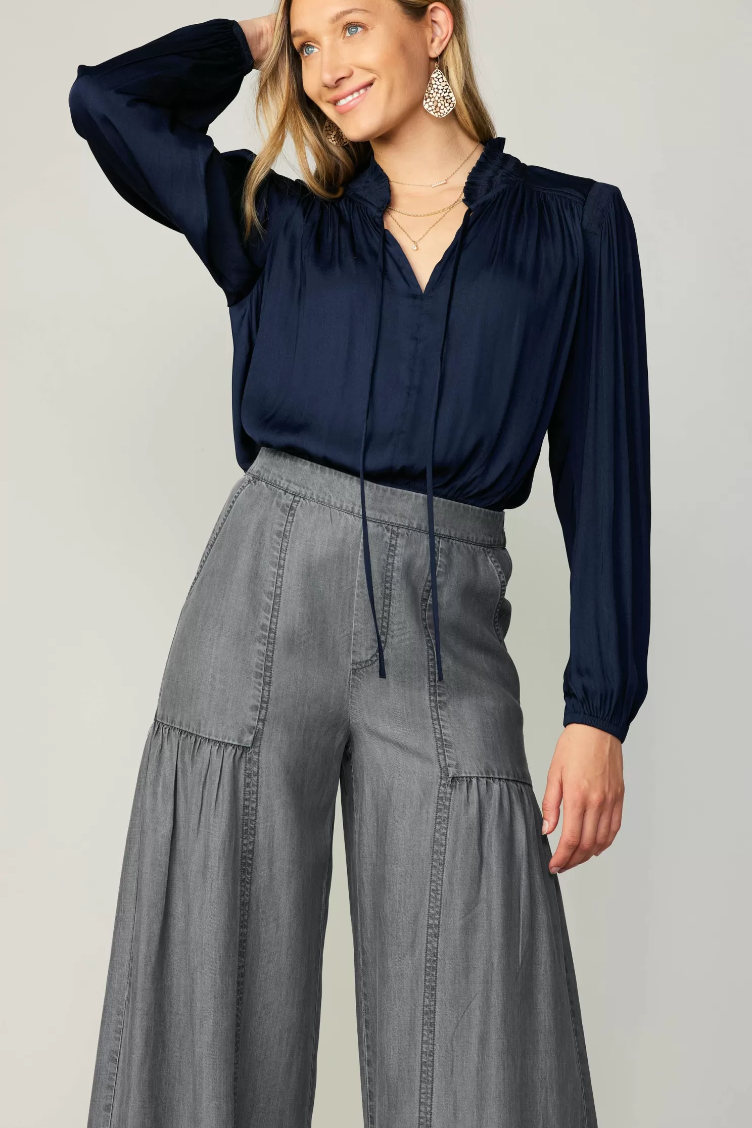 Best Chambray Tiered Wide Pants BOTTOMS | Pants