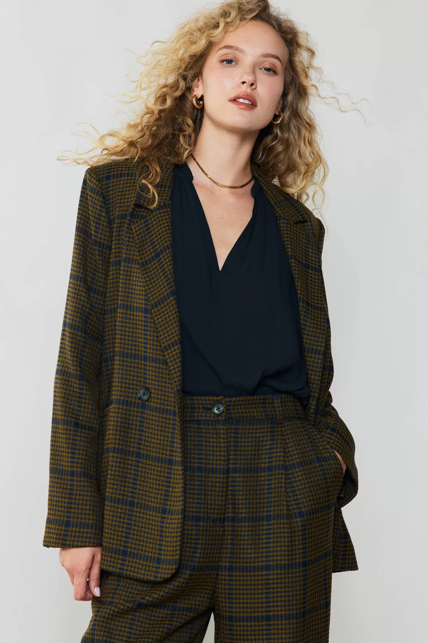 Hot Checkered Blazer Sets | Outerwear