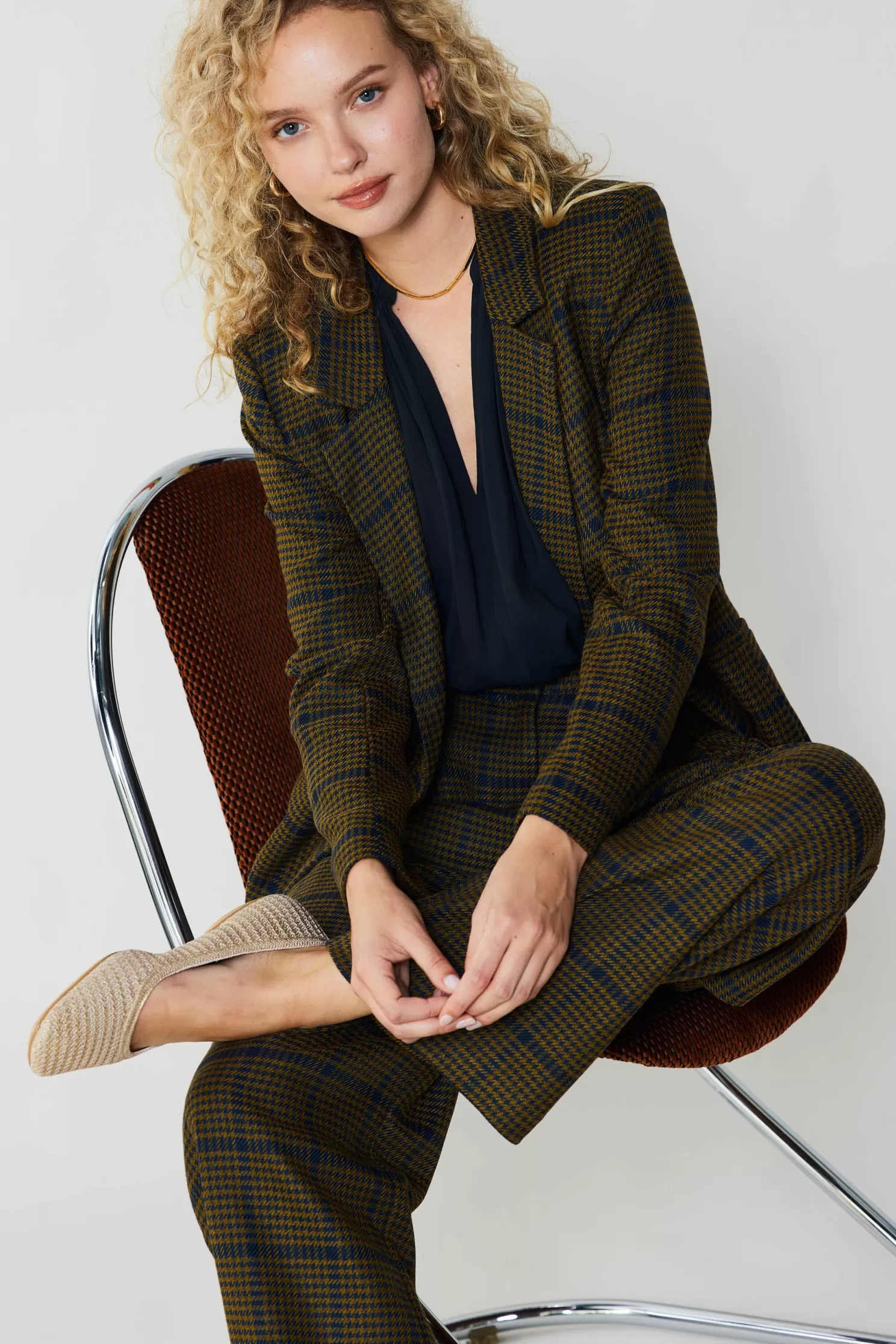 Hot Checkered Blazer Sets | Outerwear