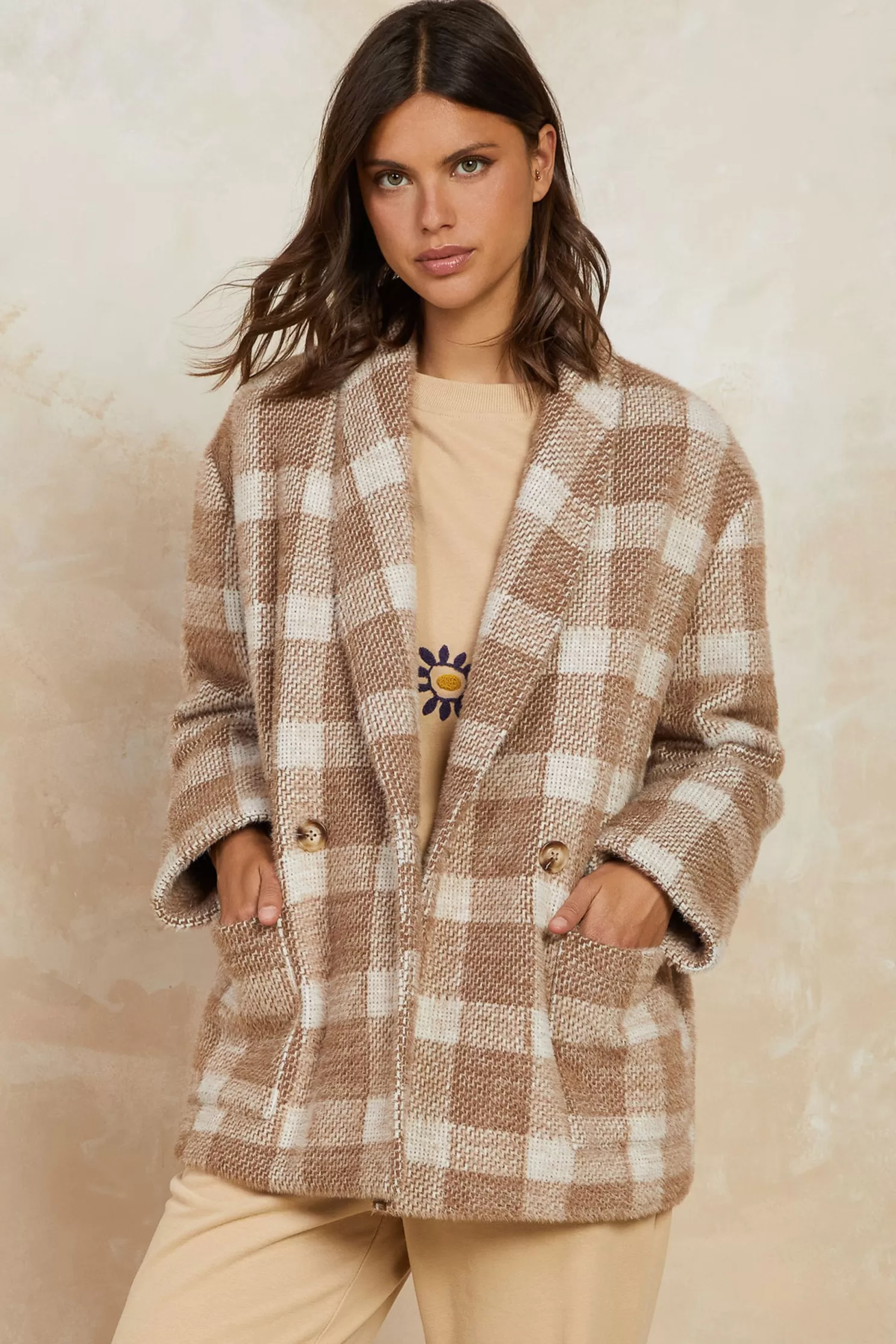 Cheap Checkered Double Breasted Jacket Outerwear | Coats & Jackets