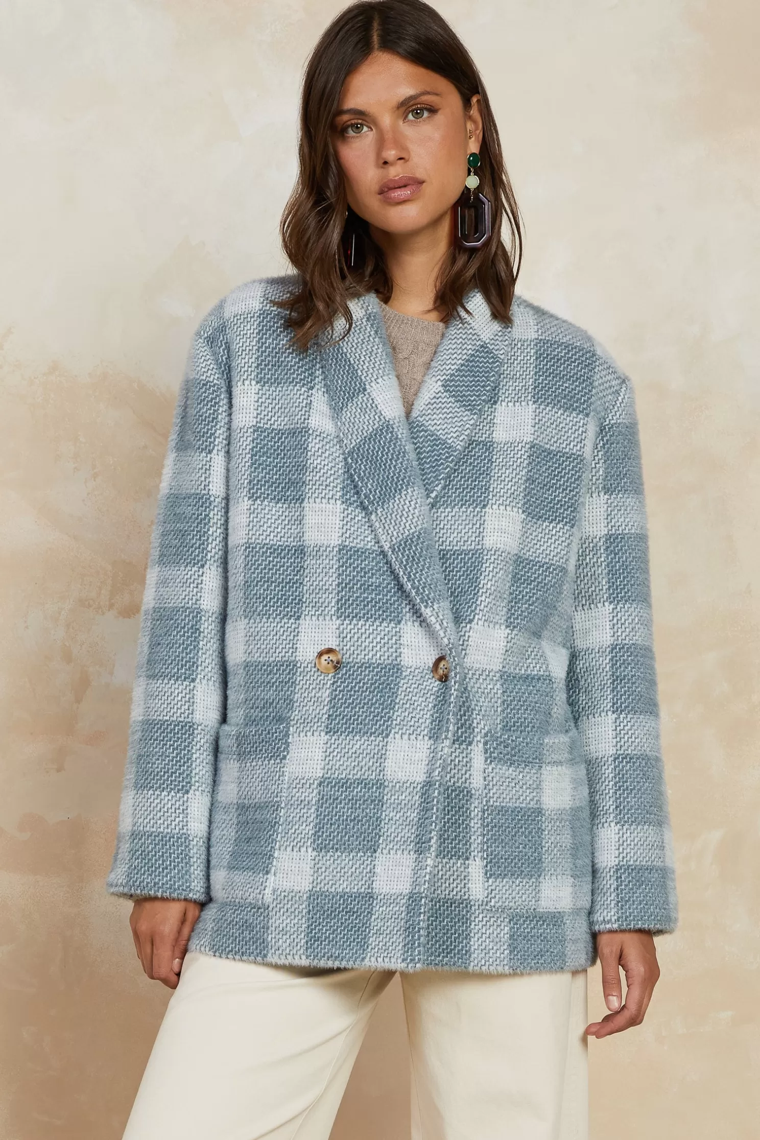 Fashion Checkered Double Breasted Jacket Outerwear | Coats & Jackets