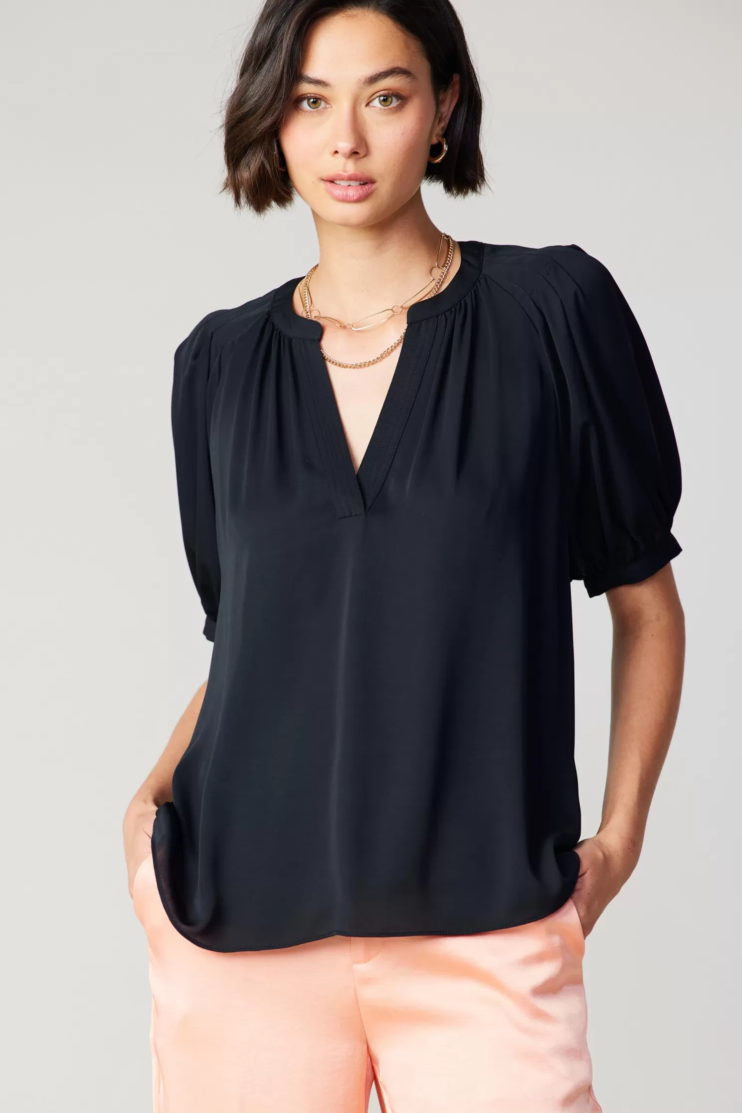 Flash Sale Classic V Neck Blouse Blouses | Short Sleeve Tops