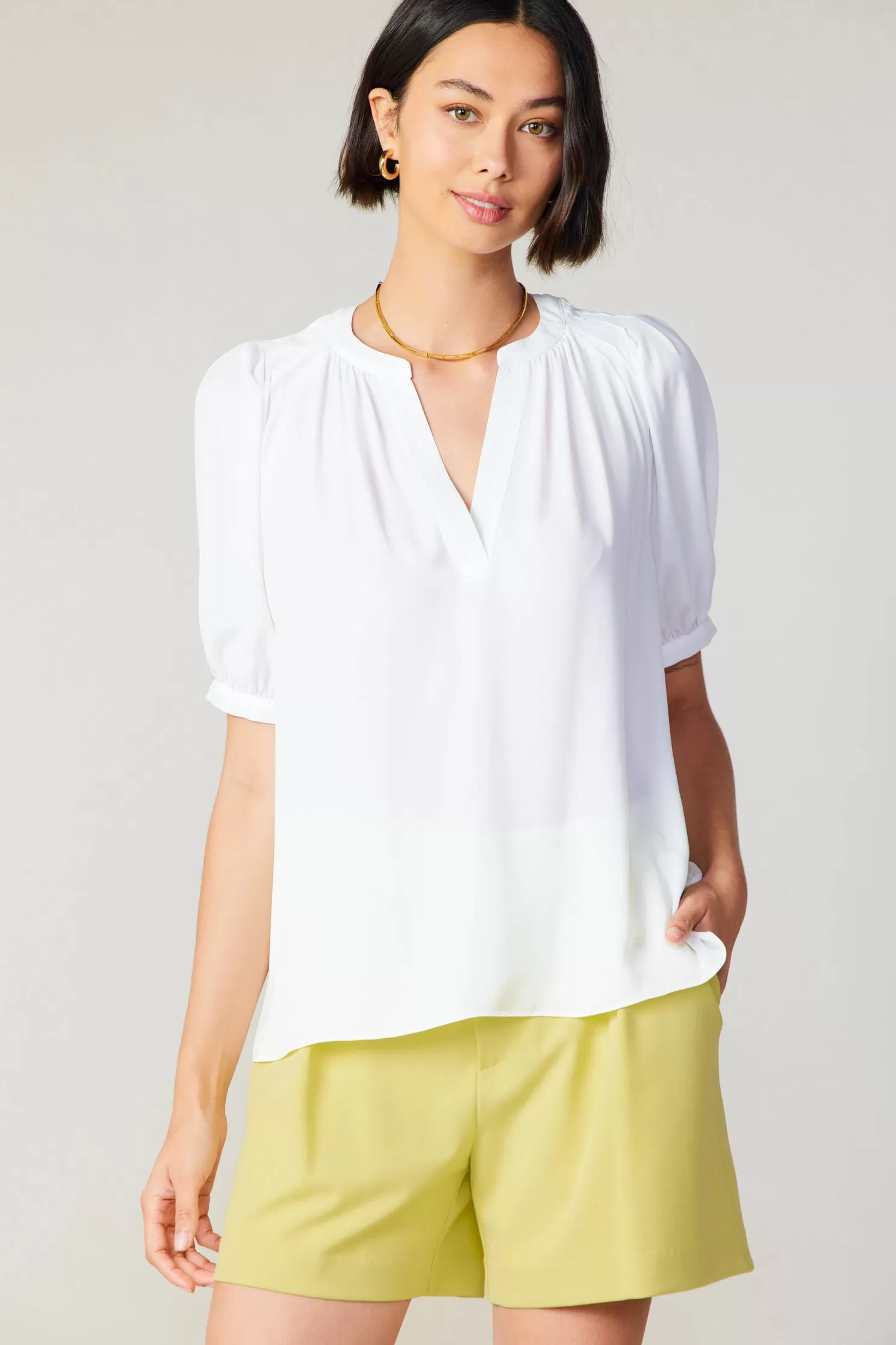 Sale Classic V Neck Blouse Blouses | Short Sleeve Tops