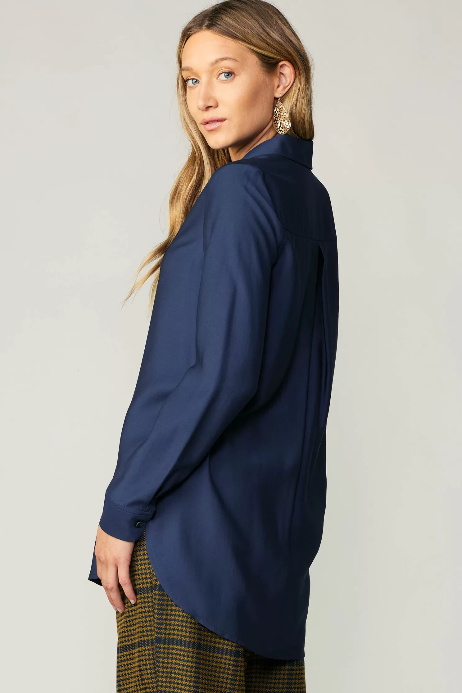 Discount Collared Button Down Shirt Long Sleeve Tops