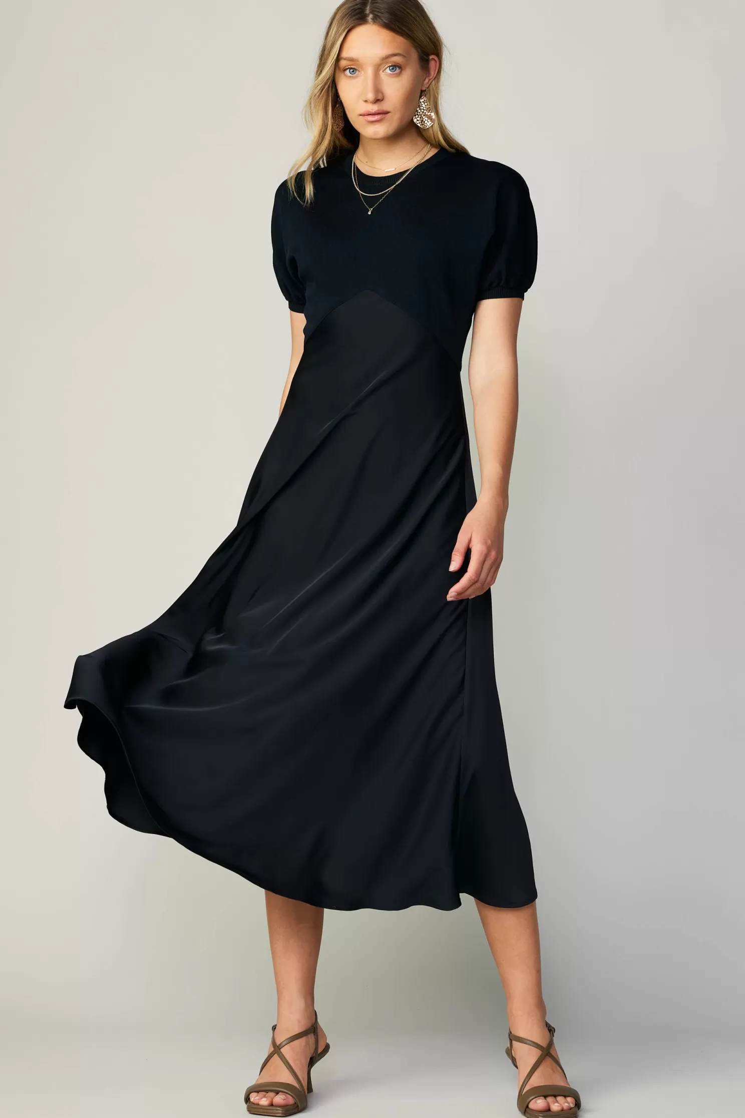 Cheap Contrast Knit Midi Dress Knitwear