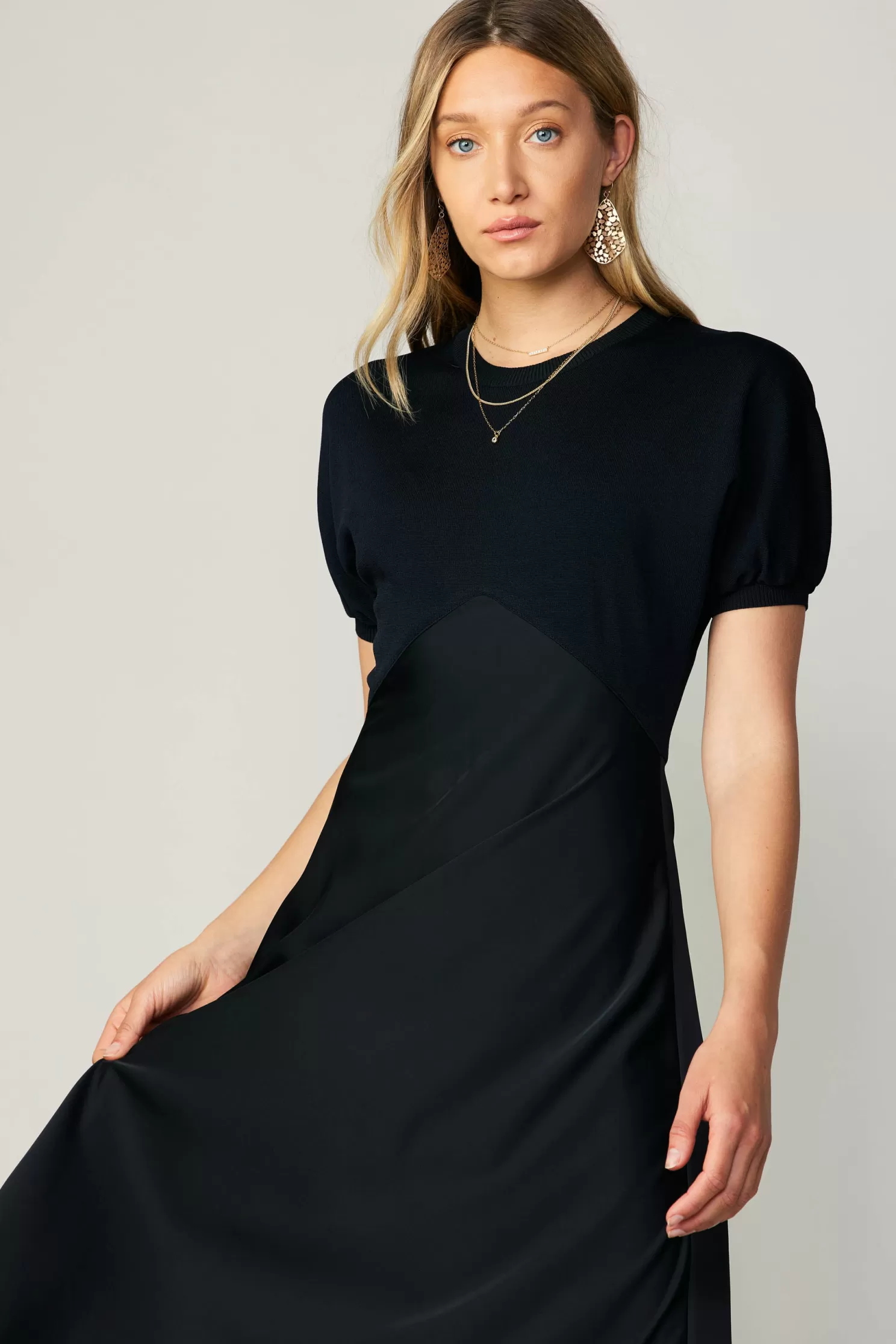 Cheap Contrast Knit Midi Dress Knitwear