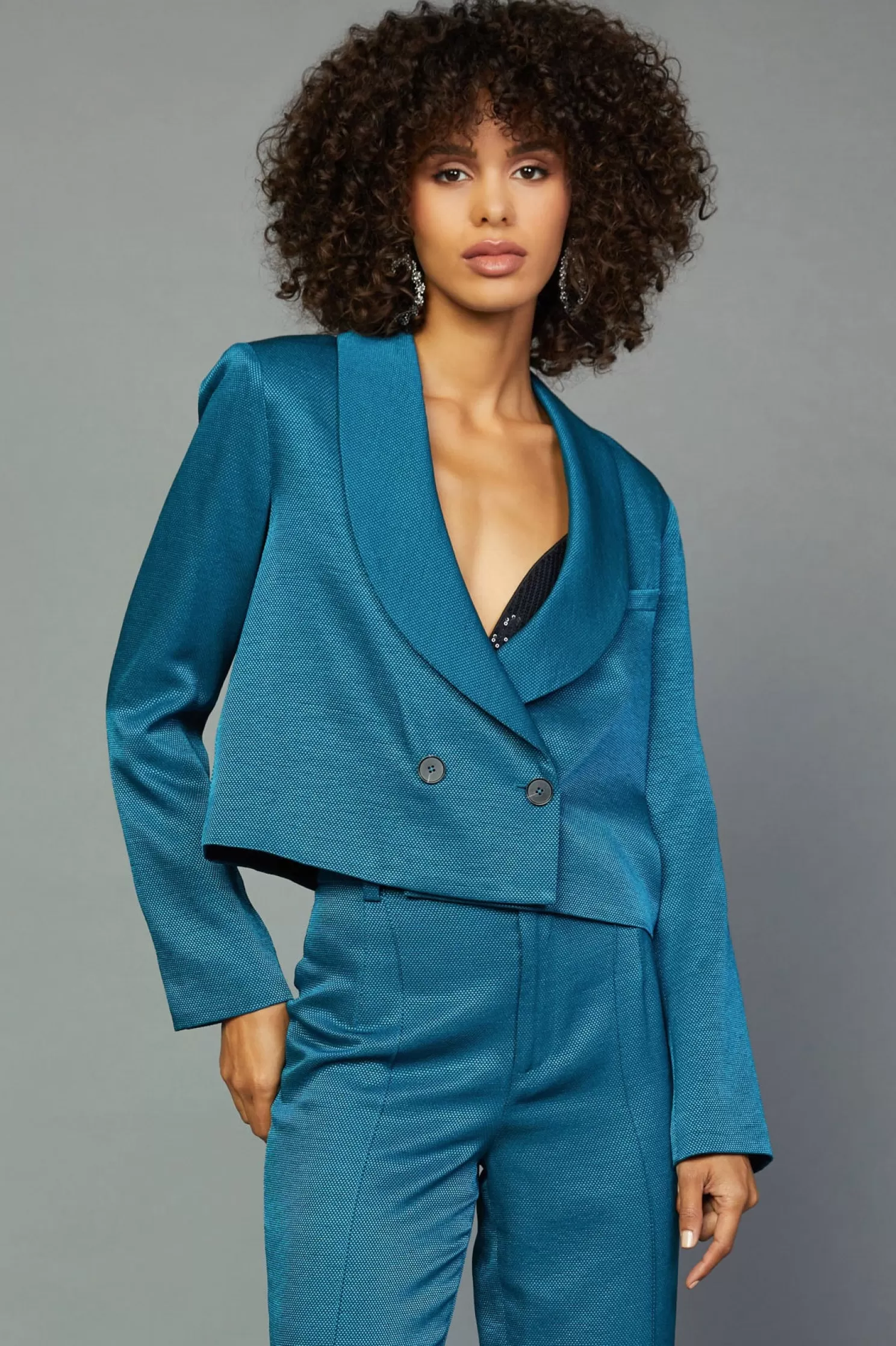 Cheap Cropped Double Breasted Blazer Sets | Outerwear