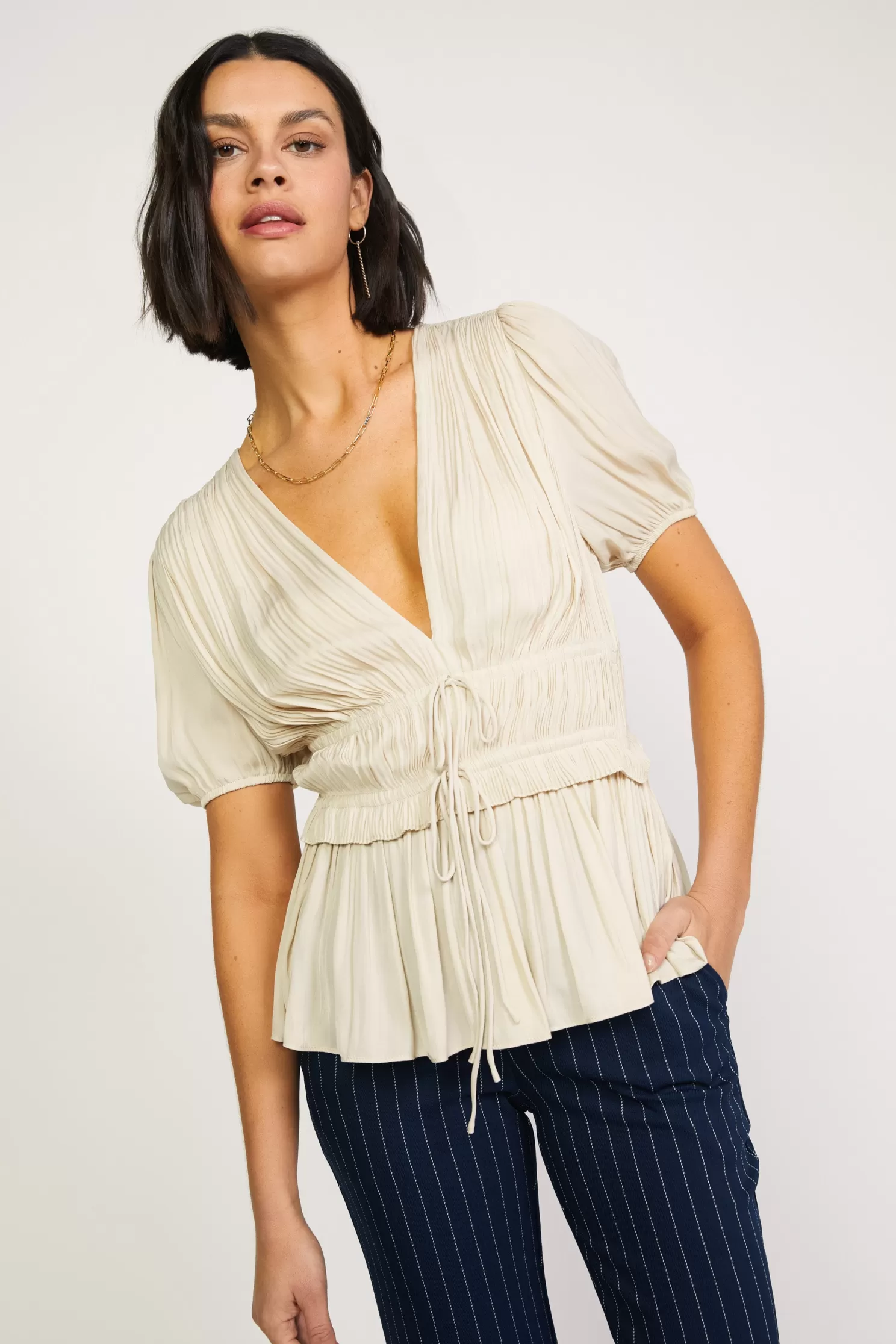 Outlet Delilah Pleated Top Blouses | Short Sleeve Tops