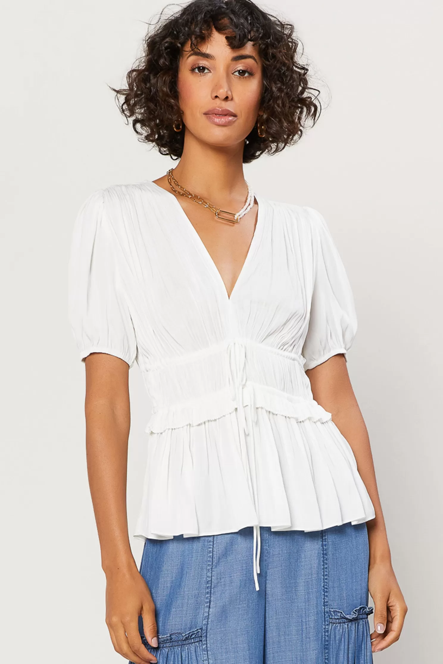 Discount Delilah Pleated Top Blouses | Short Sleeve Tops