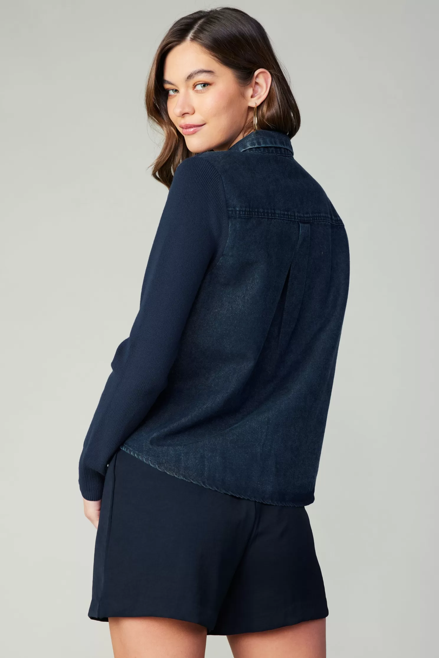 Cheap Denim Layered Sweater Top Sweaters | Long Sleeve Tops