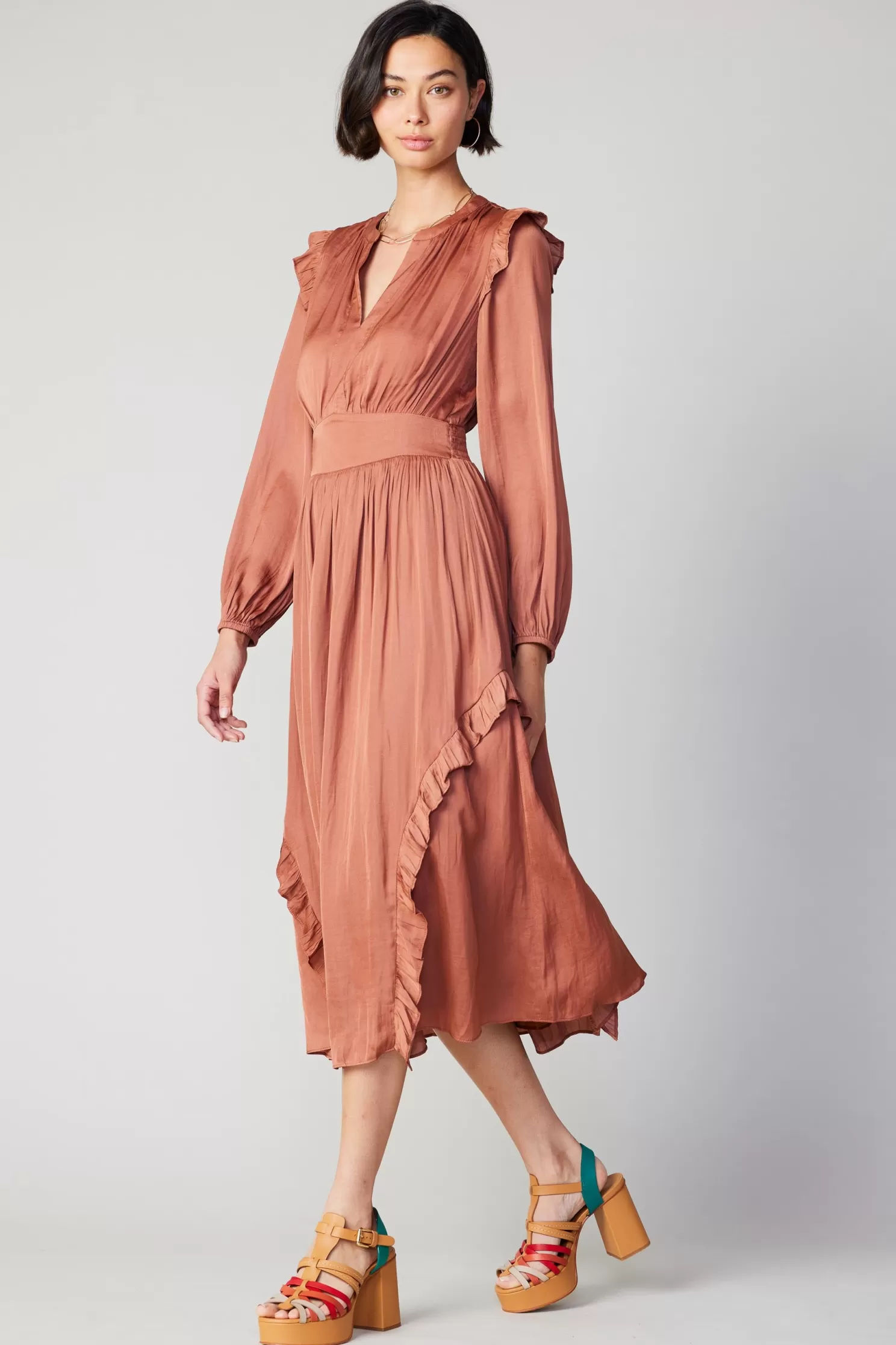 Cheap Emmaline Ruffled Midi Dress Midi Dresses