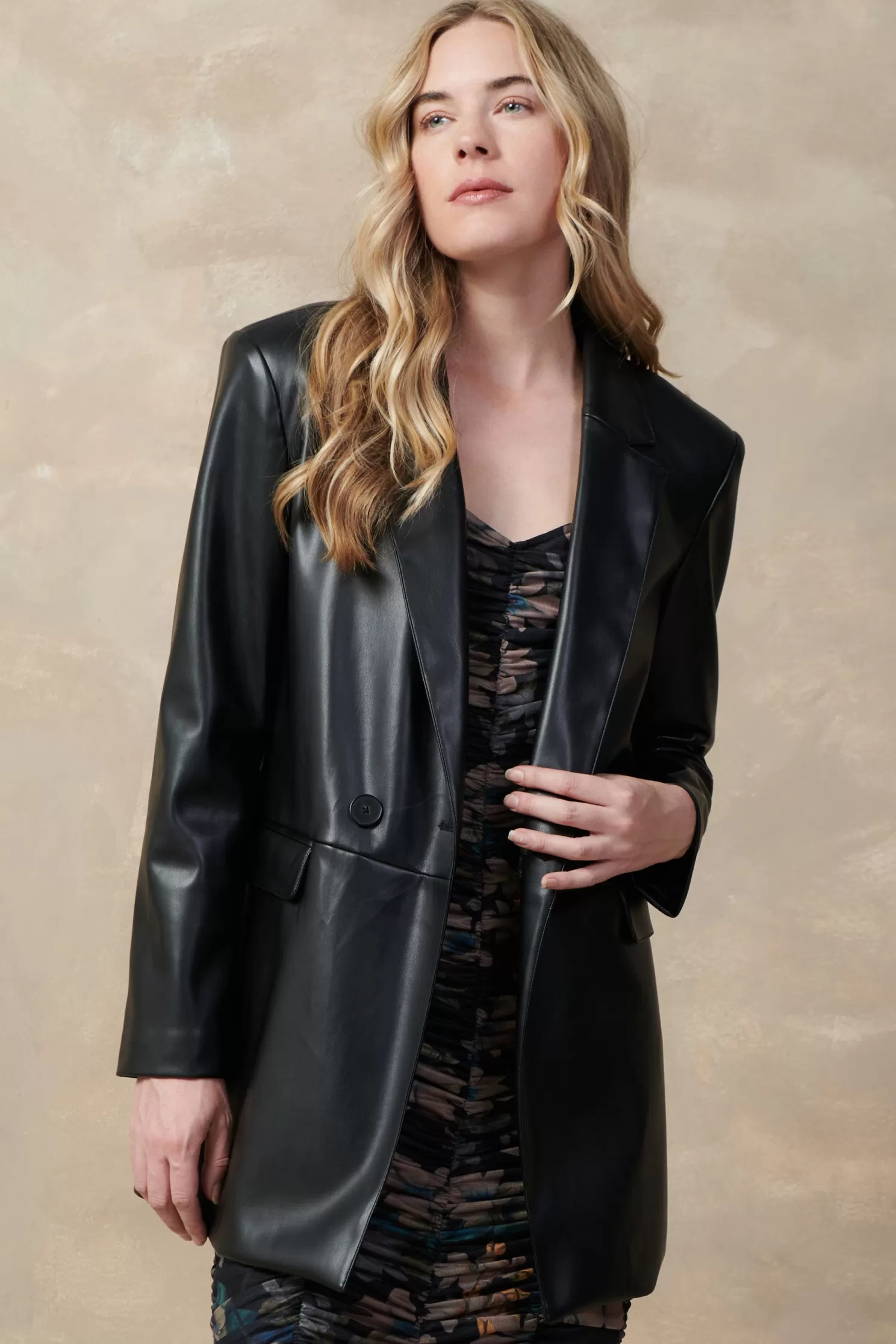 Clearance Faux Leather Blazer Outerwear | Coats & Jackets