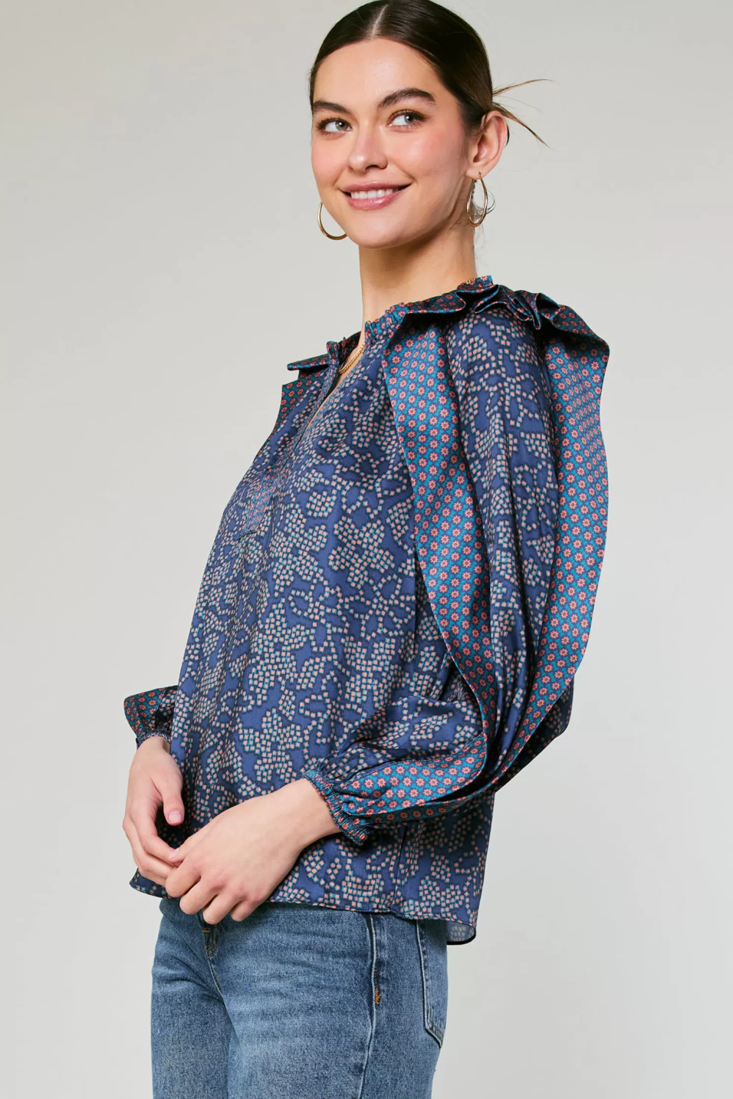 Sale Floral Constellation Blouse Blouses | Long Sleeve Tops