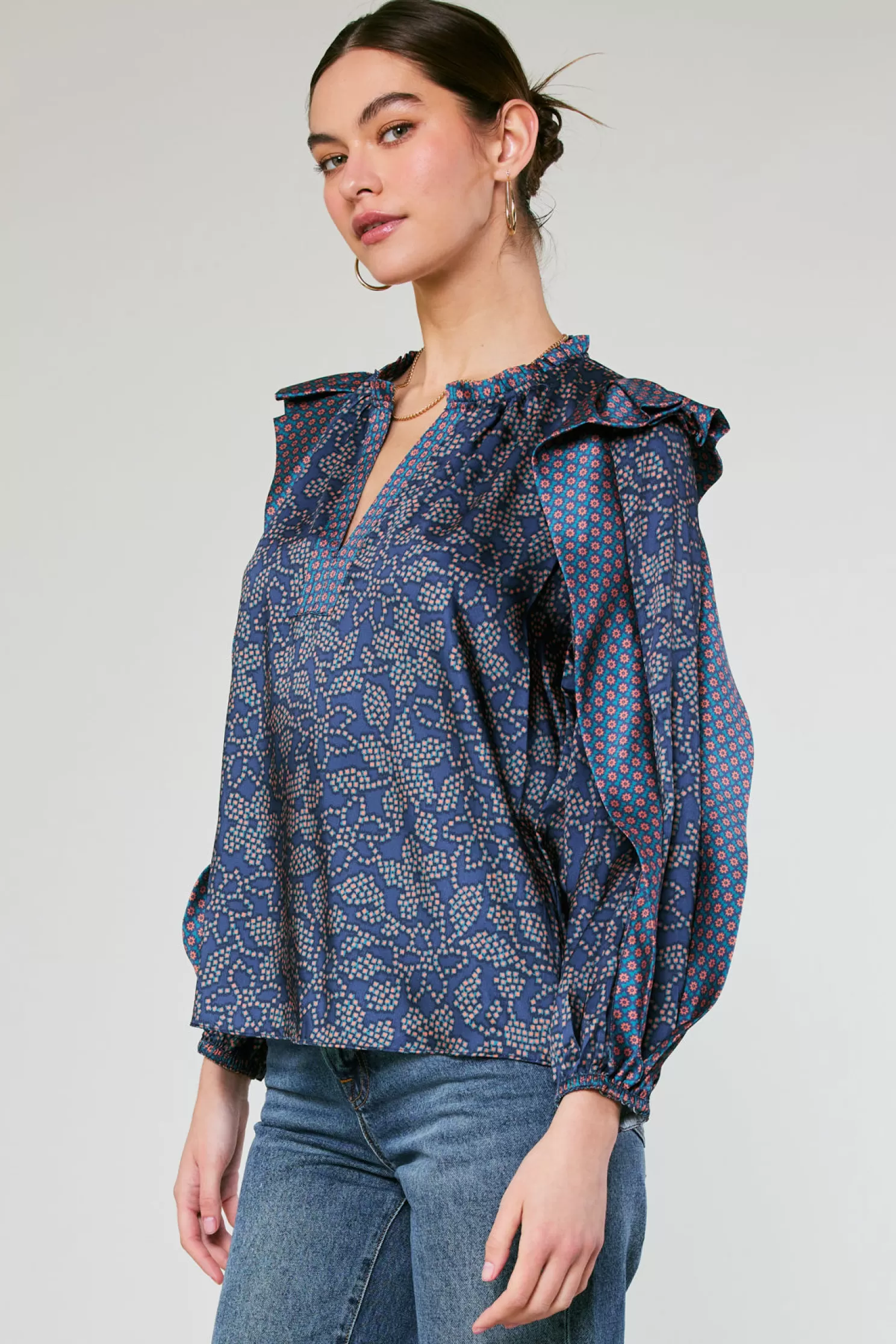 Sale Floral Constellation Blouse Blouses | Long Sleeve Tops