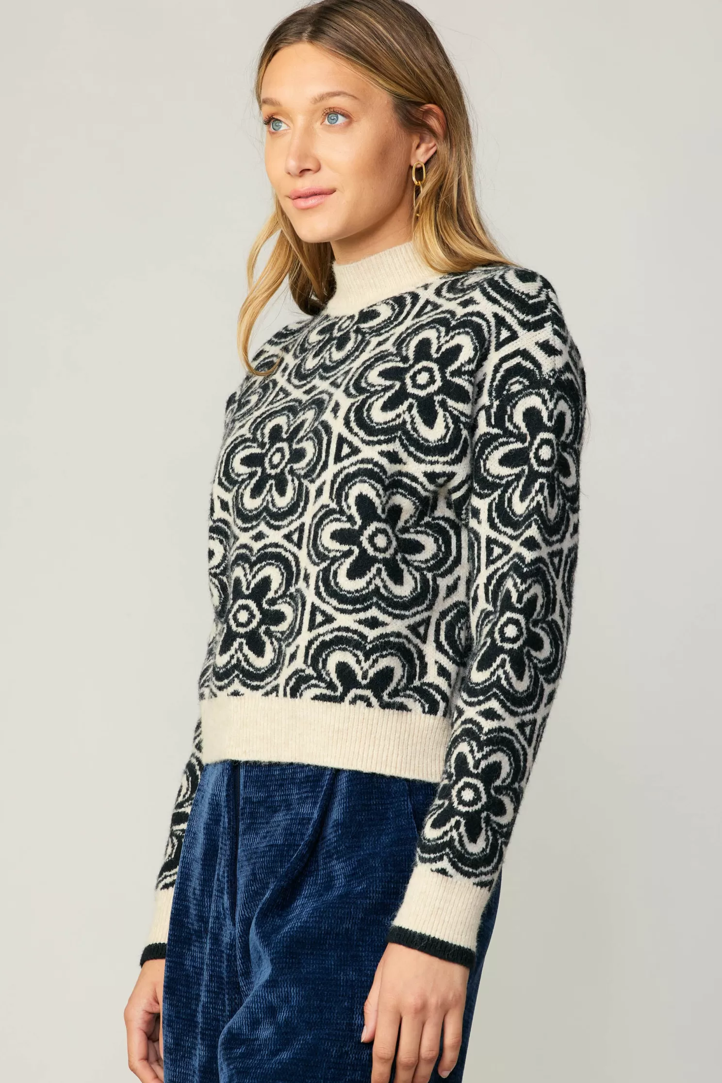 Outlet Floral Mock Neck Sweater Sweaters | Knitwear