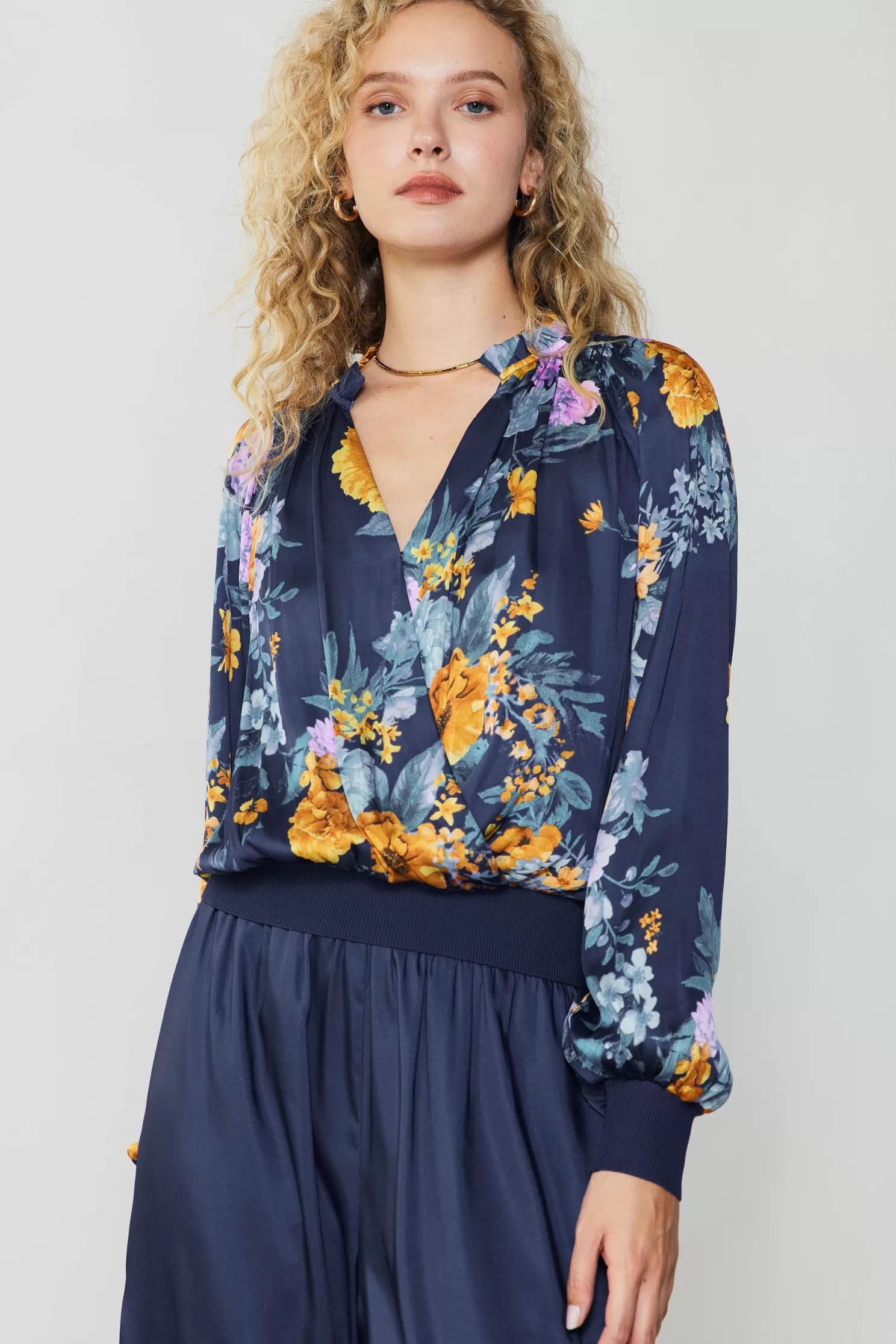 Shop Floral Motif Surplice Blouse Blouses | Sets