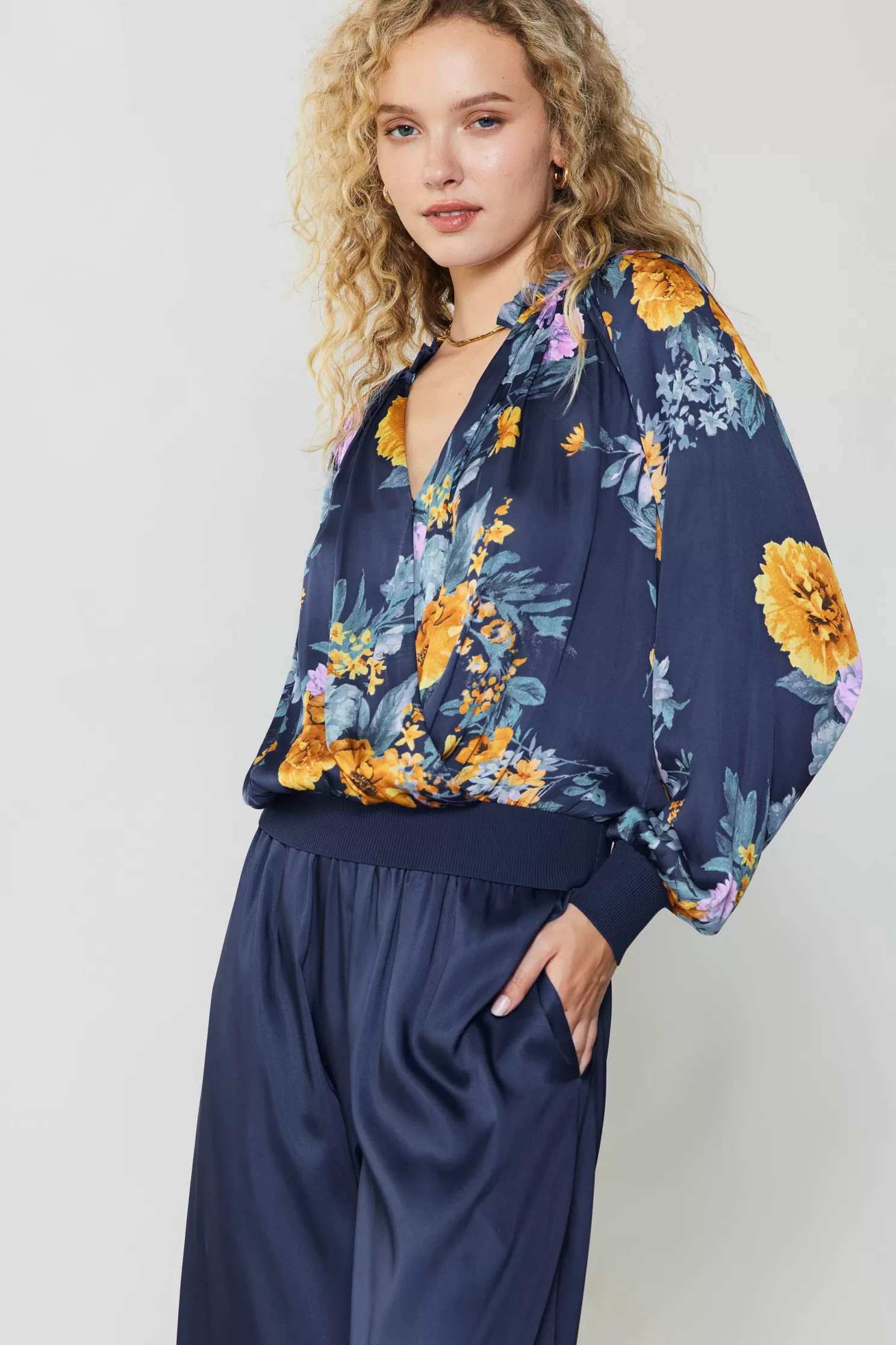 Shop Floral Motif Surplice Blouse Blouses | Sets