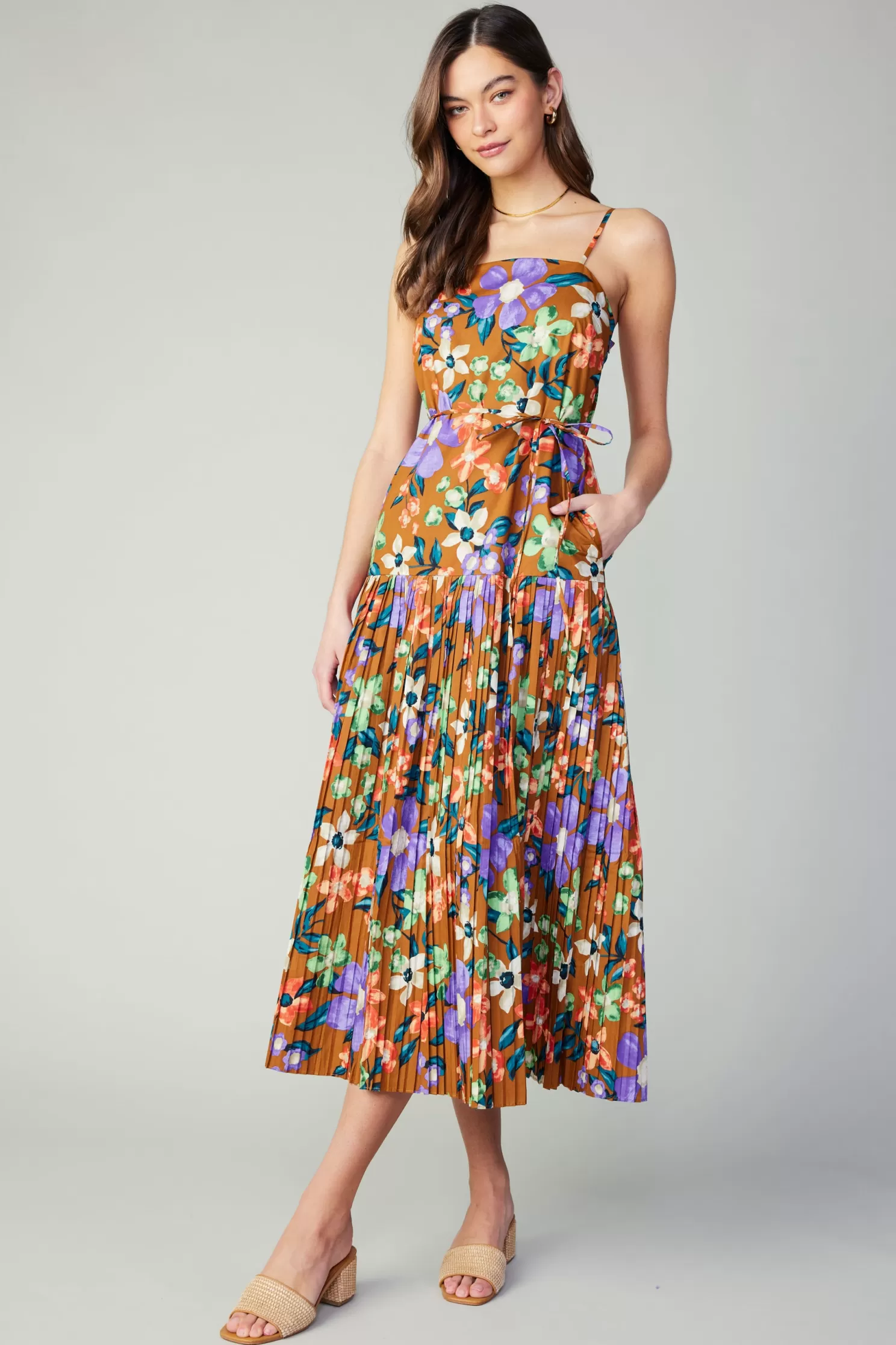 Hot Floral Pleated Skirt Maxi Dress Maxi Dresses