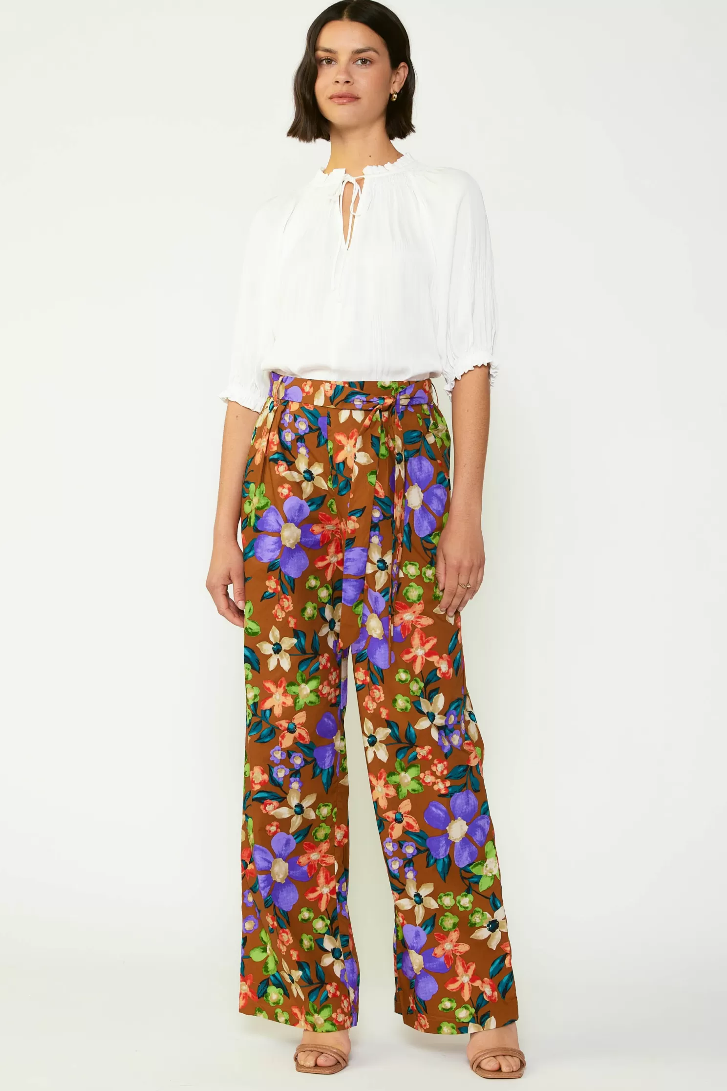 Best Sale Floral Print Belted Pants BOTTOMS | Pants