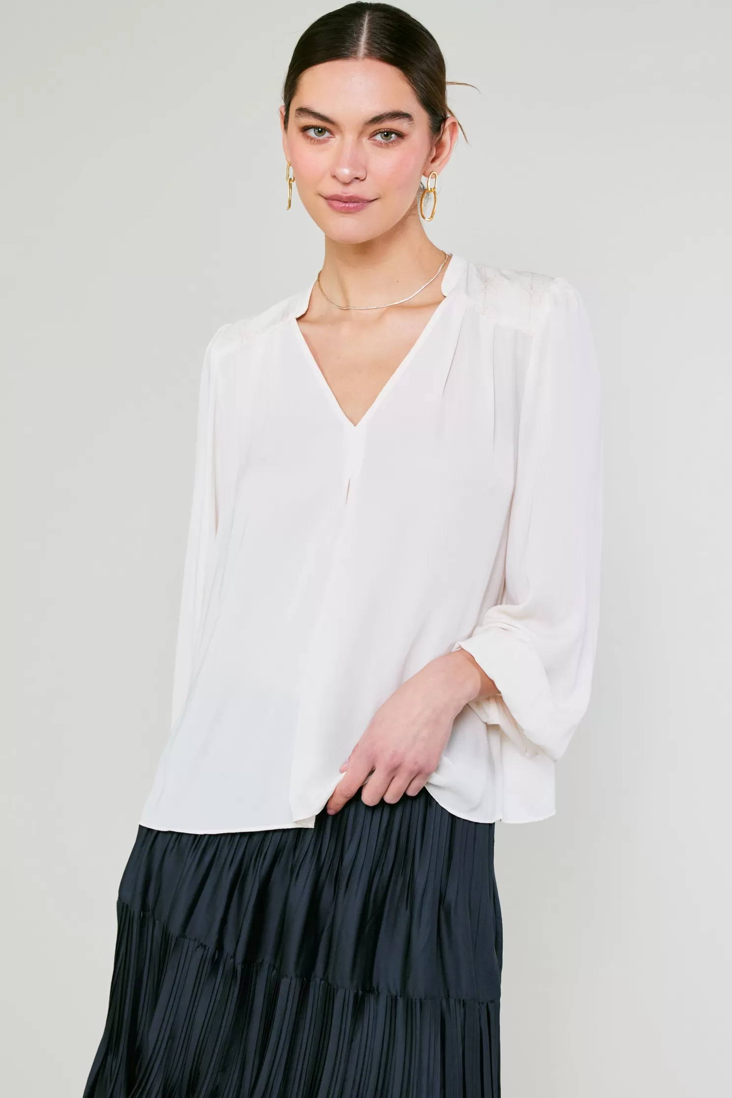 Online Floral Quilted Yoke Blouse Blouses | Long Sleeve Tops