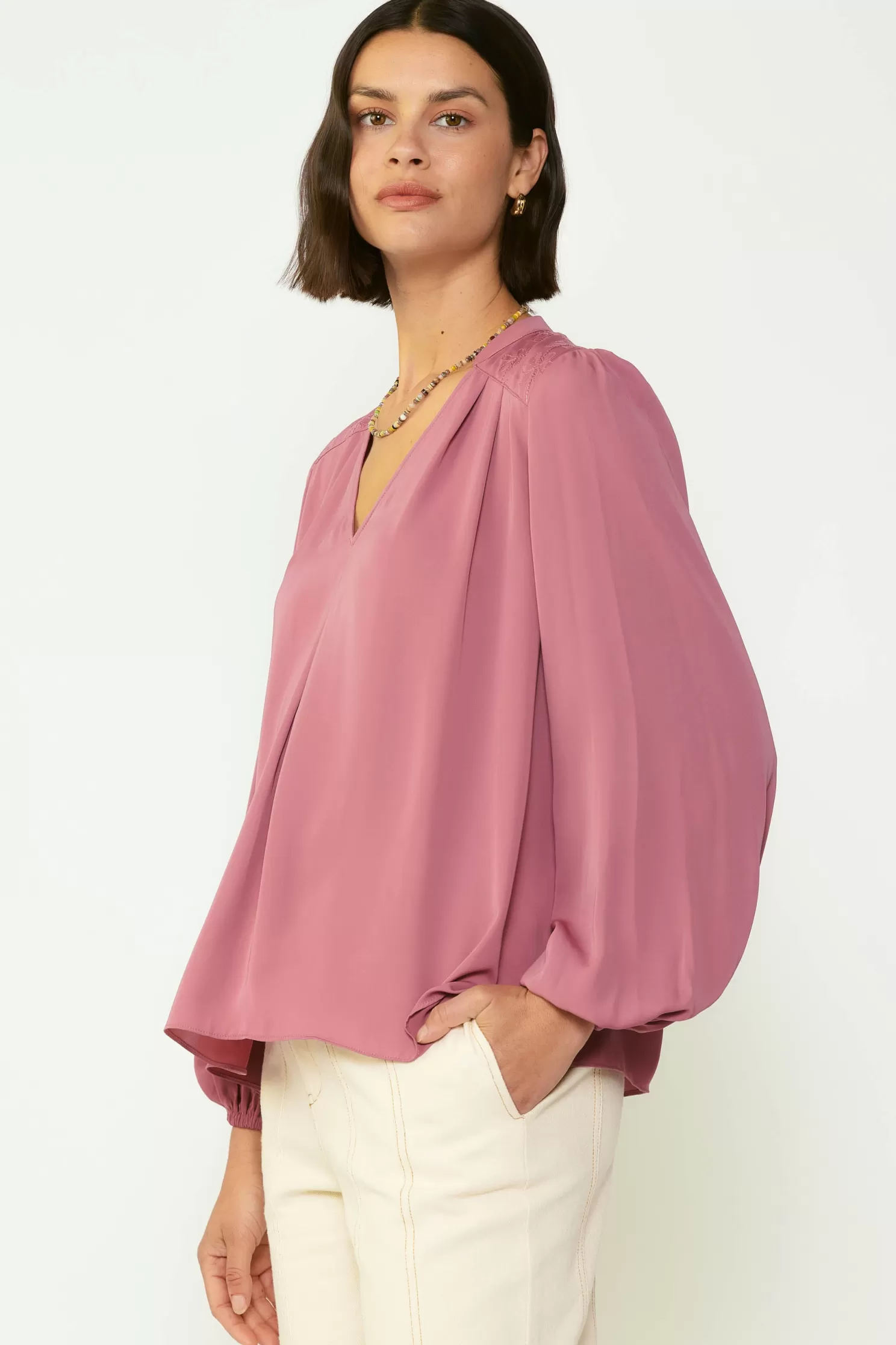 Flash Sale Floral Quilted Yoke Blouse Blouses | Long Sleeve Tops