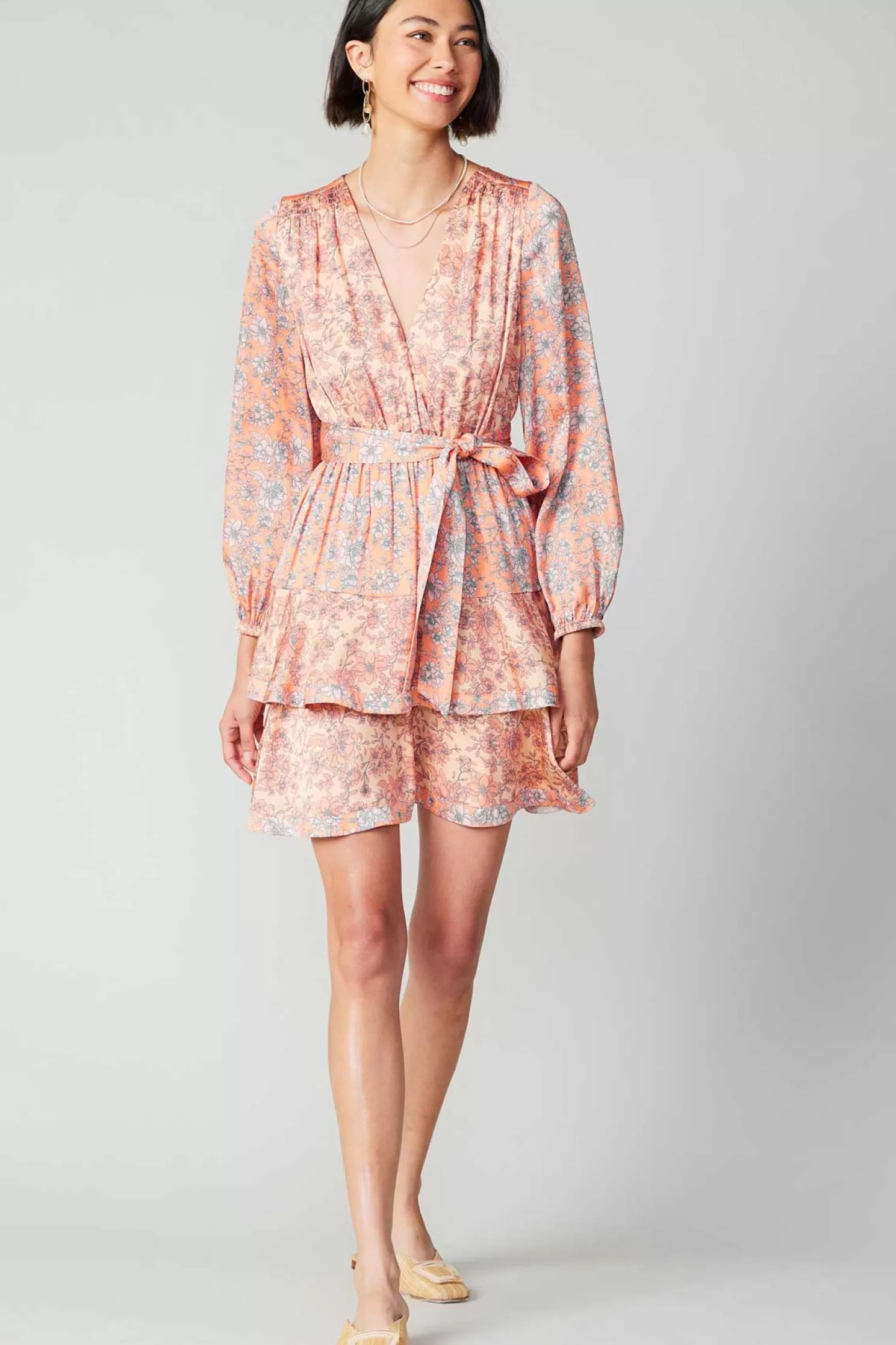 New Floral Surplice Mini Dress Mini Dresses