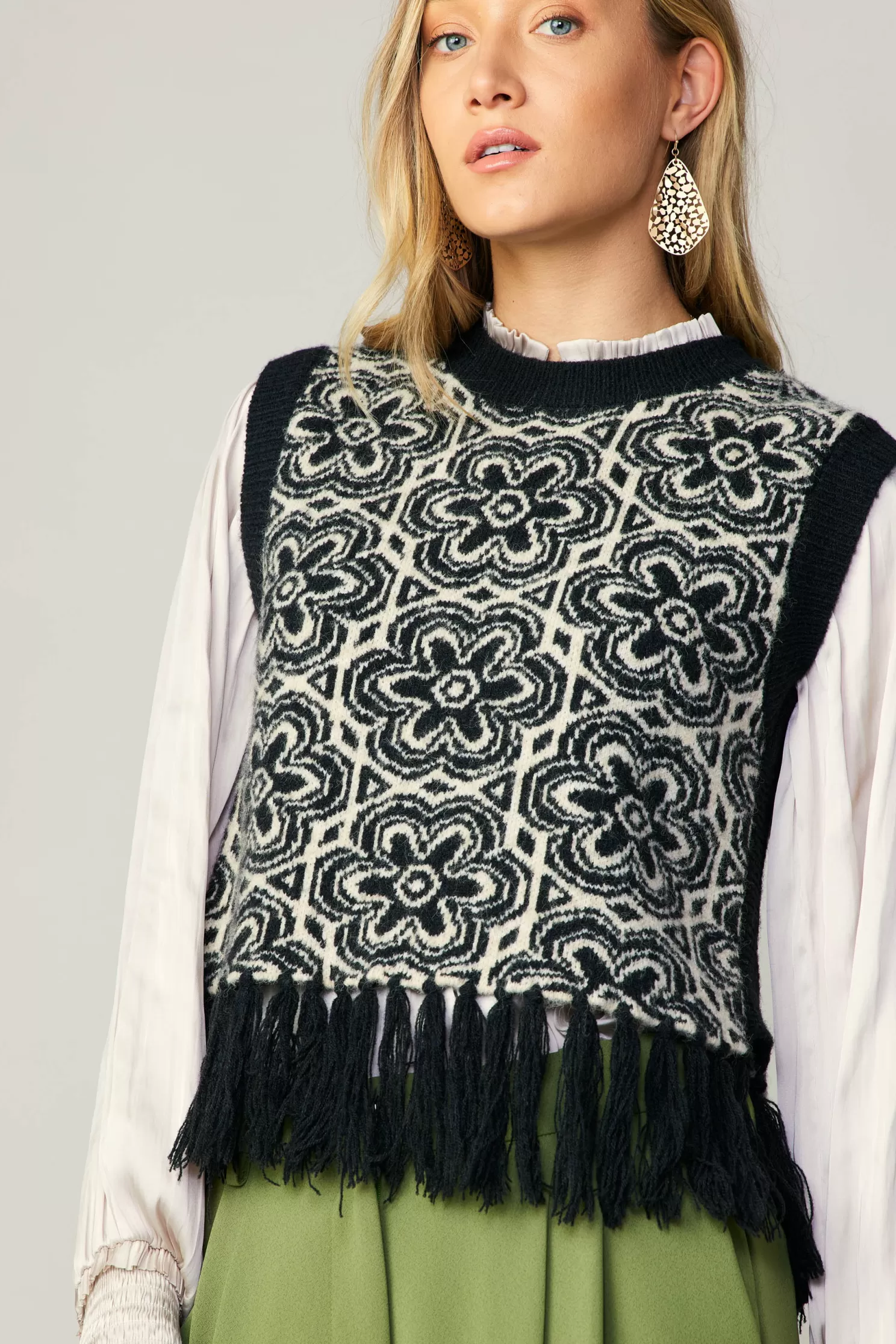 Hot Floral Tassel Sweater Vest Sweaters | Knitwear