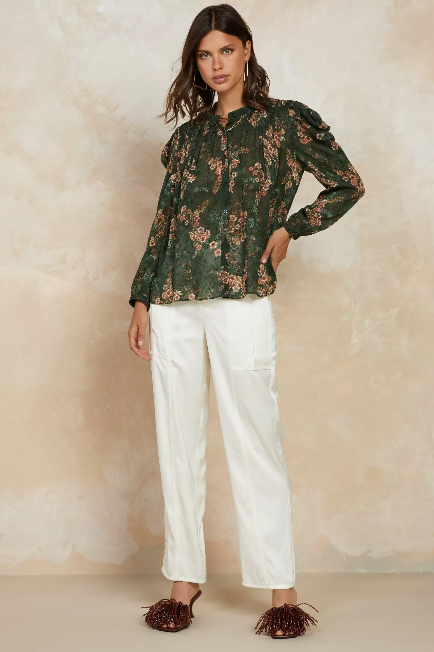 New Split Neck Blouse Blouses | Long Sleeve Tops