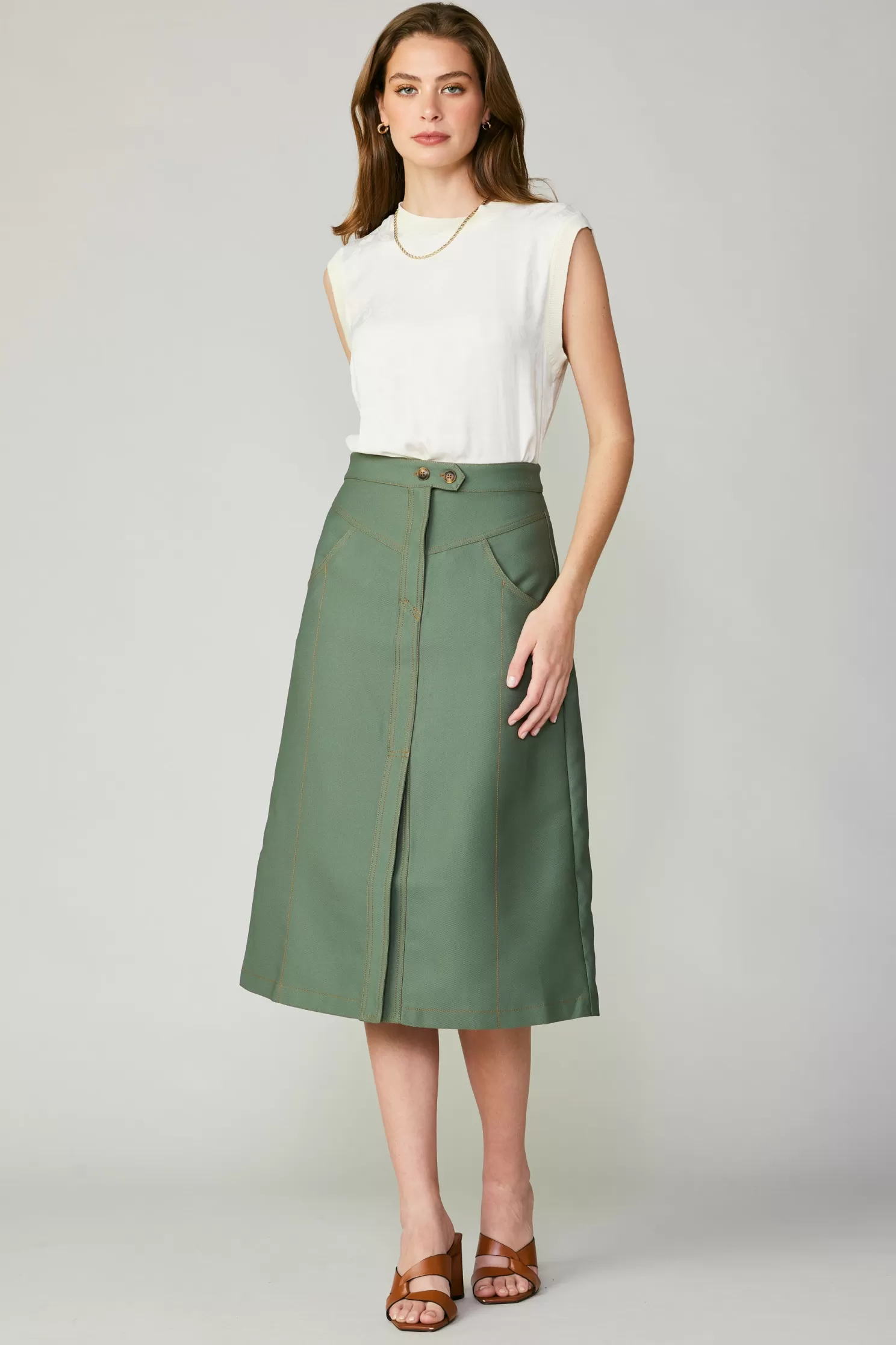 Cheap Front Slit Midi Skirt BOTTOMS | Skirts