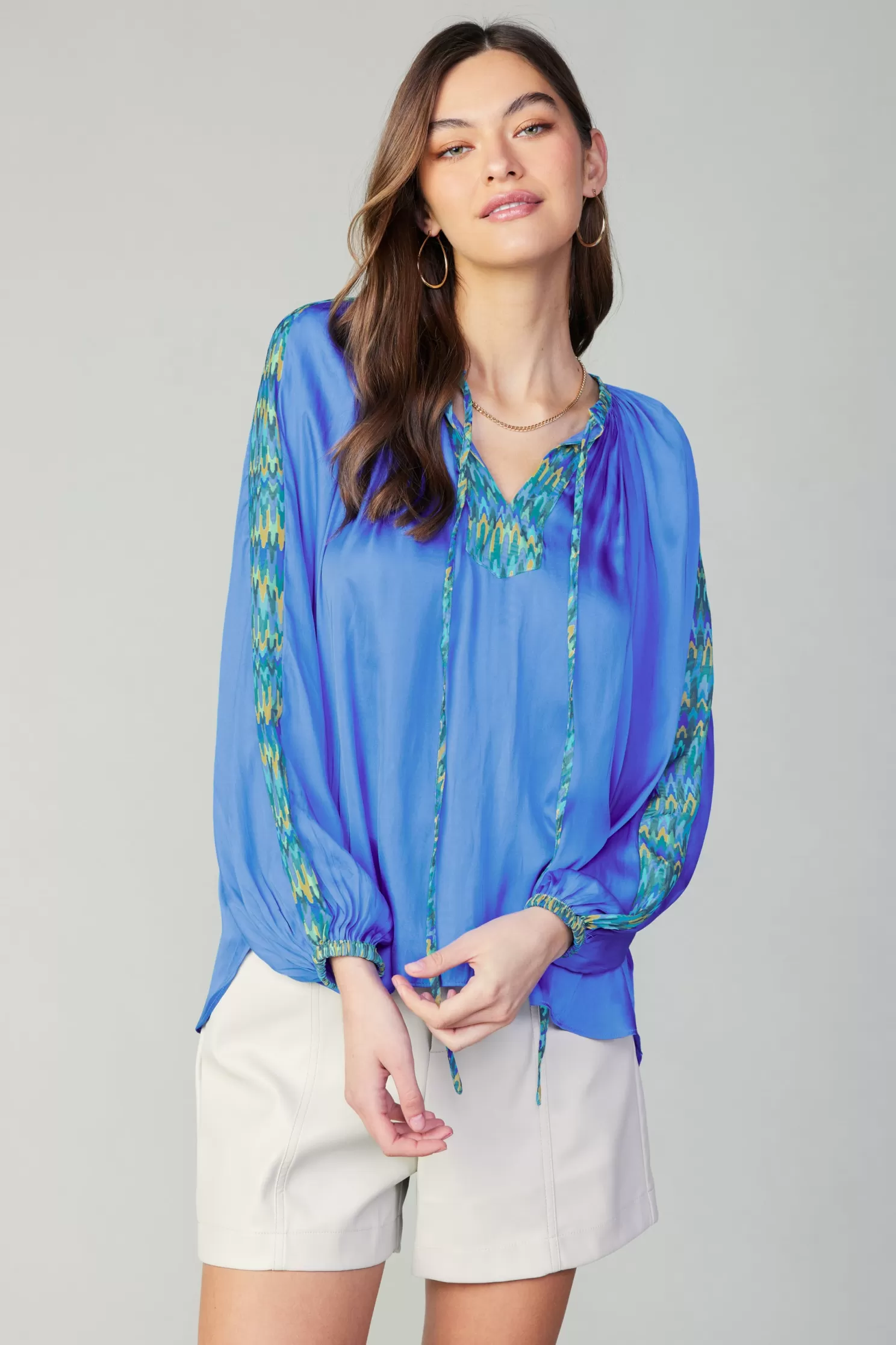 Cheap Geometric Patterned Blouse Blouses | Long Sleeve Tops