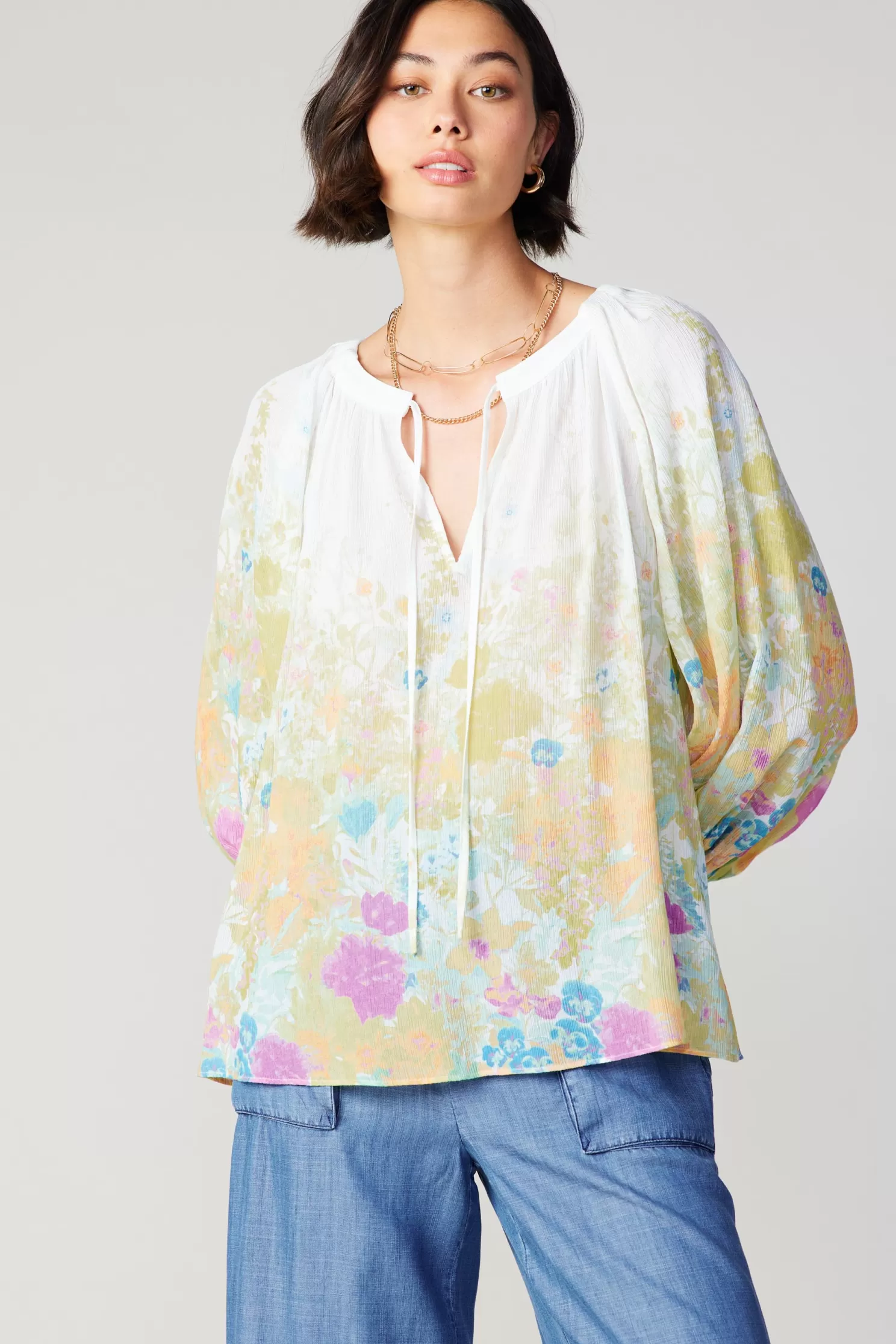 Best Gradient Floral Motif Blouse Blouses