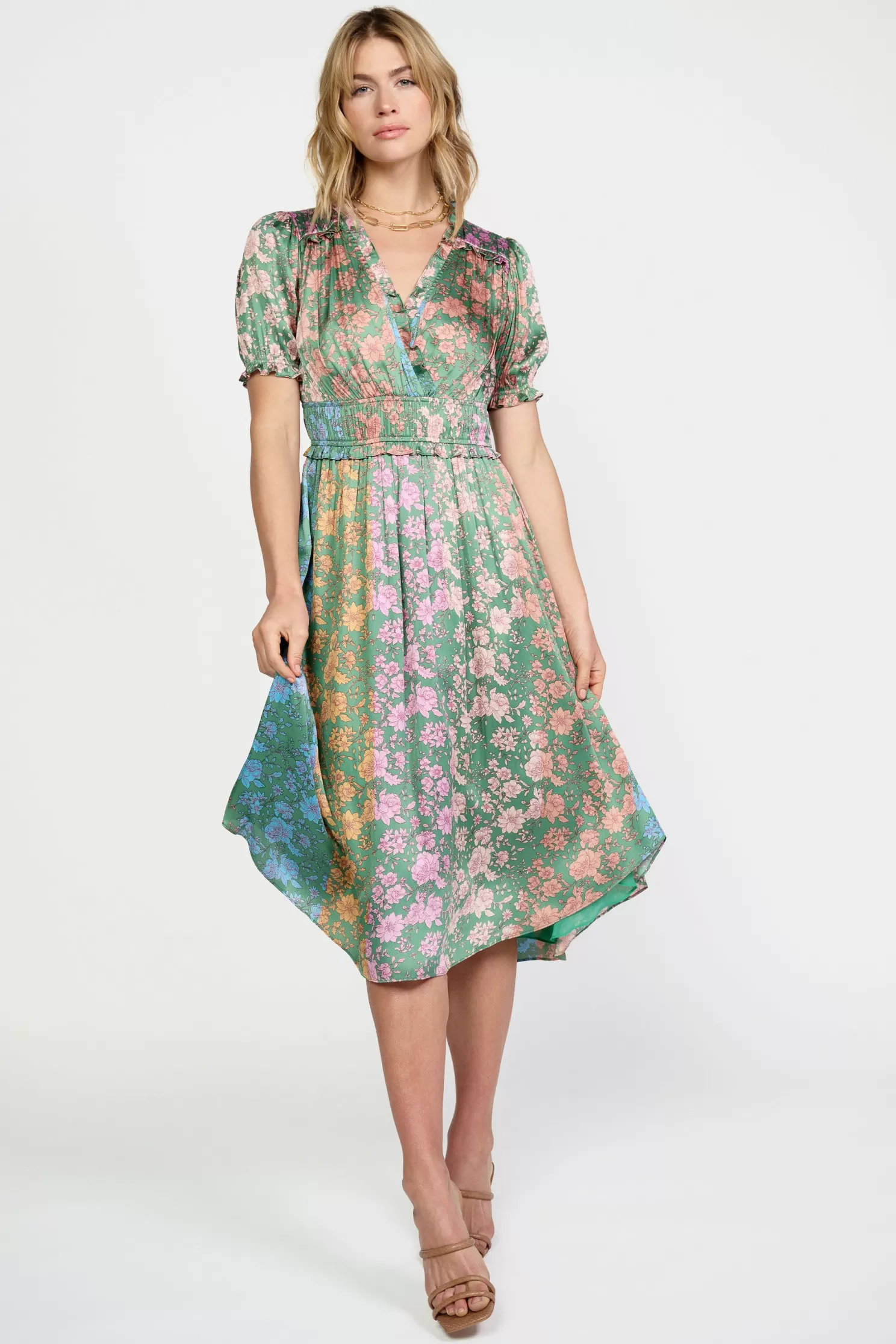 Store Gradient Floral Surplice Midi Dress Midi Dresses