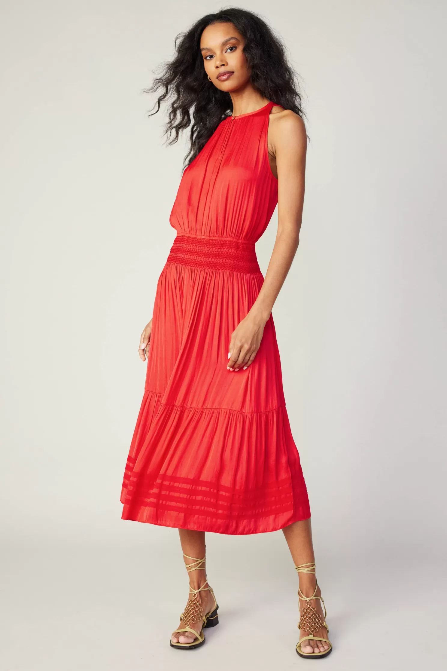 Sale Halter Smocked Midi Dress Midi Dresses