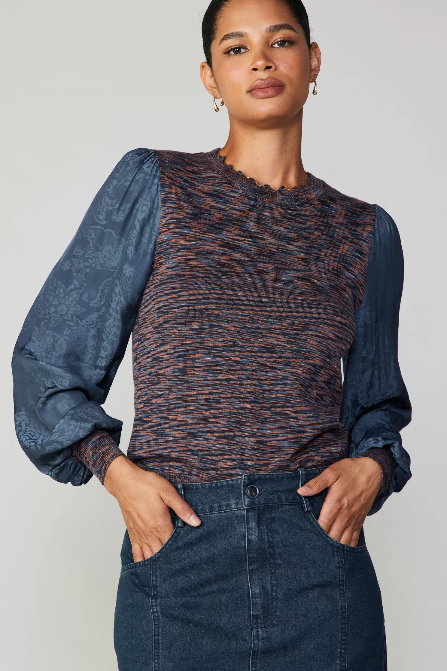 Flash Sale Heather Contrast Sweater Top Sweaters | Long Sleeve Tops