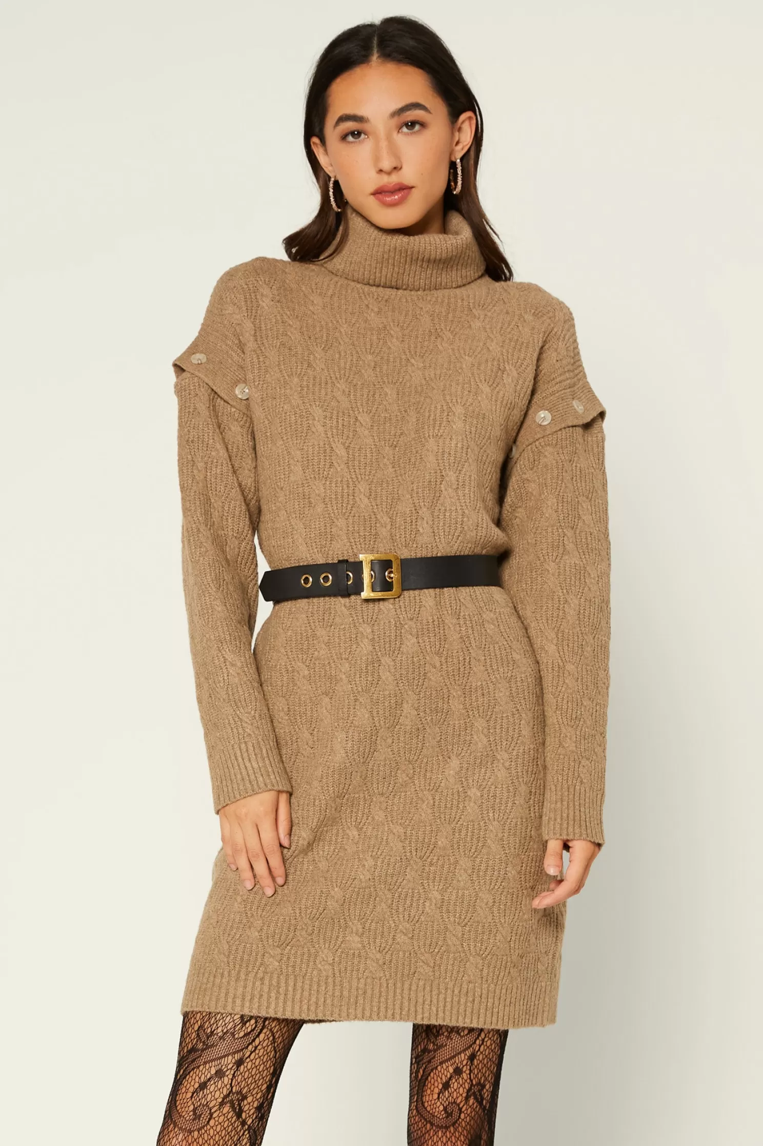 Sale Knit Detachable Sleeve Dress Knitwear