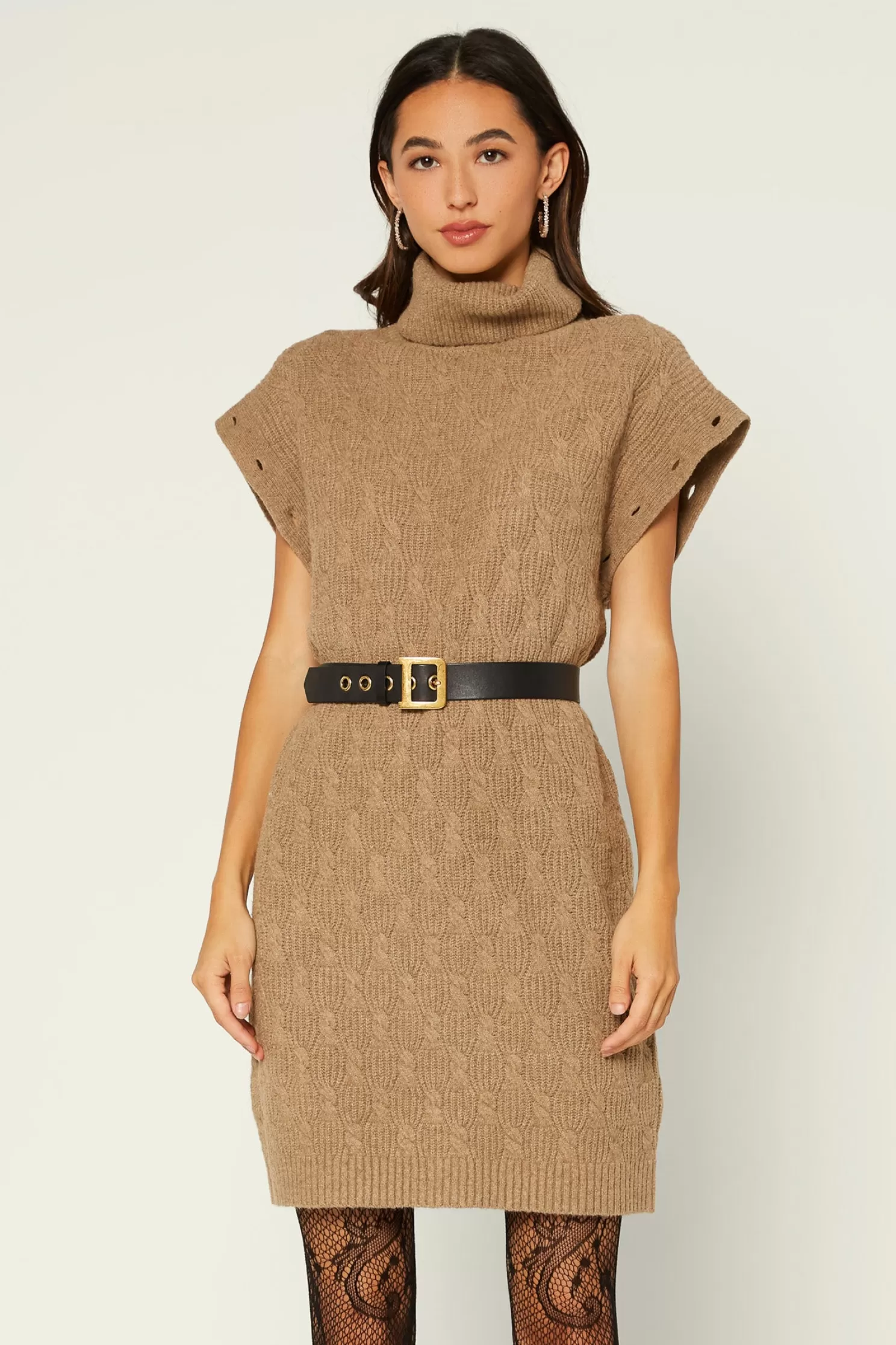 Sale Knit Detachable Sleeve Dress Knitwear