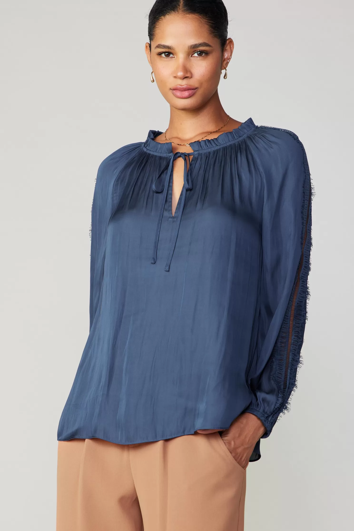 Cheap Lace Panel Blouse Blouses | Long Sleeve Tops